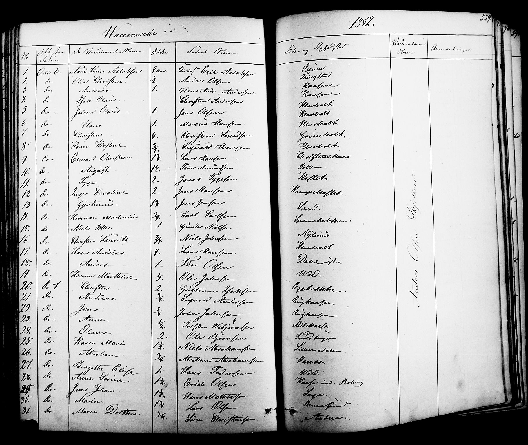 Solum kirkebøker, SAKO/A-306/F/Fa/L0006: Parish register (official) no. I 6, 1844-1855, p. 539