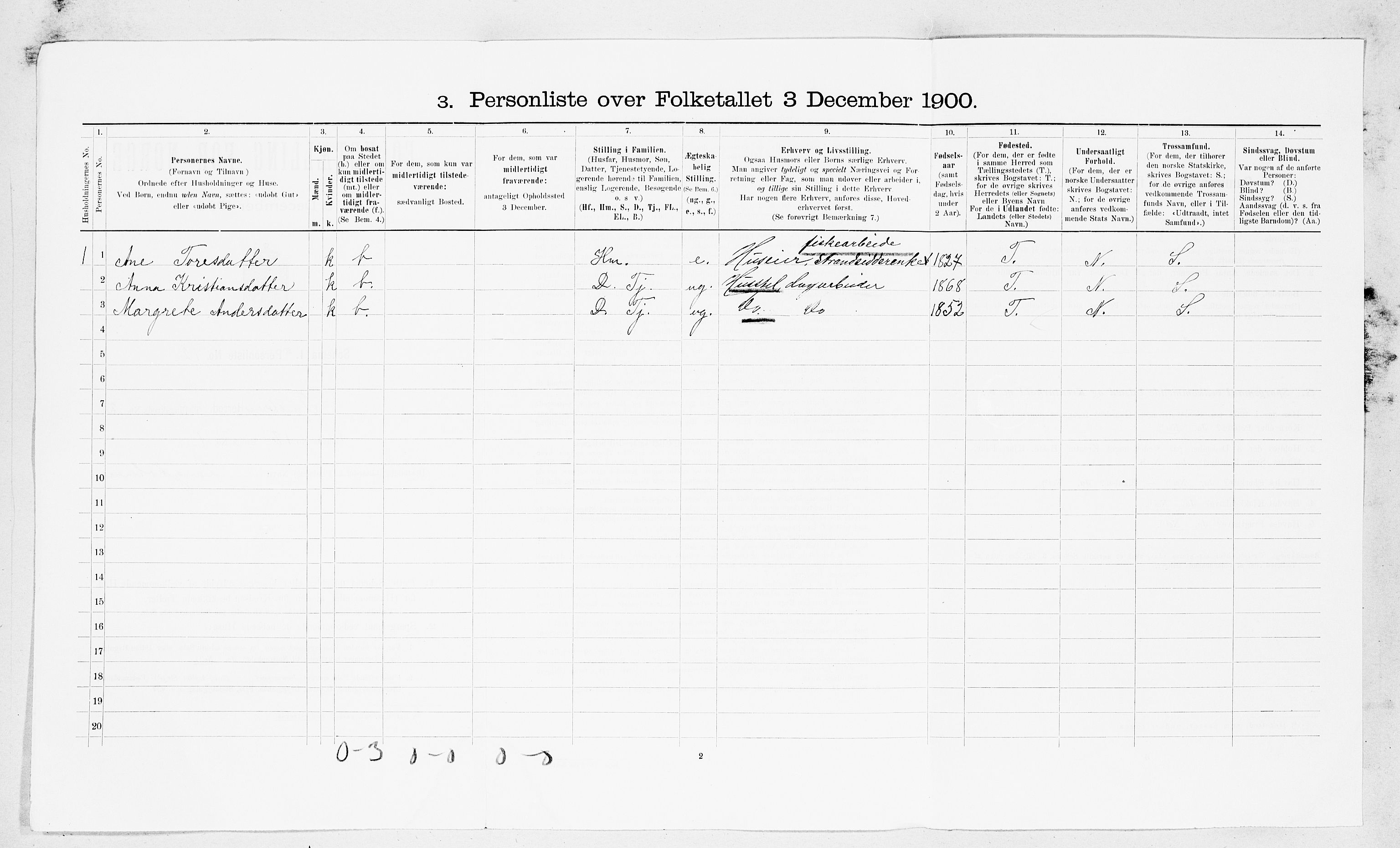 SAT, 1900 census for Tustna, 1900, p. 25