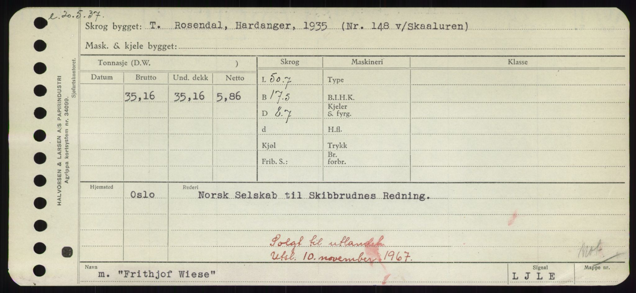 Sjøfartsdirektoratet med forløpere, Skipsmålingen, RA/S-1627/H/Hd/L0011: Fartøy, Fla-Får, p. 487