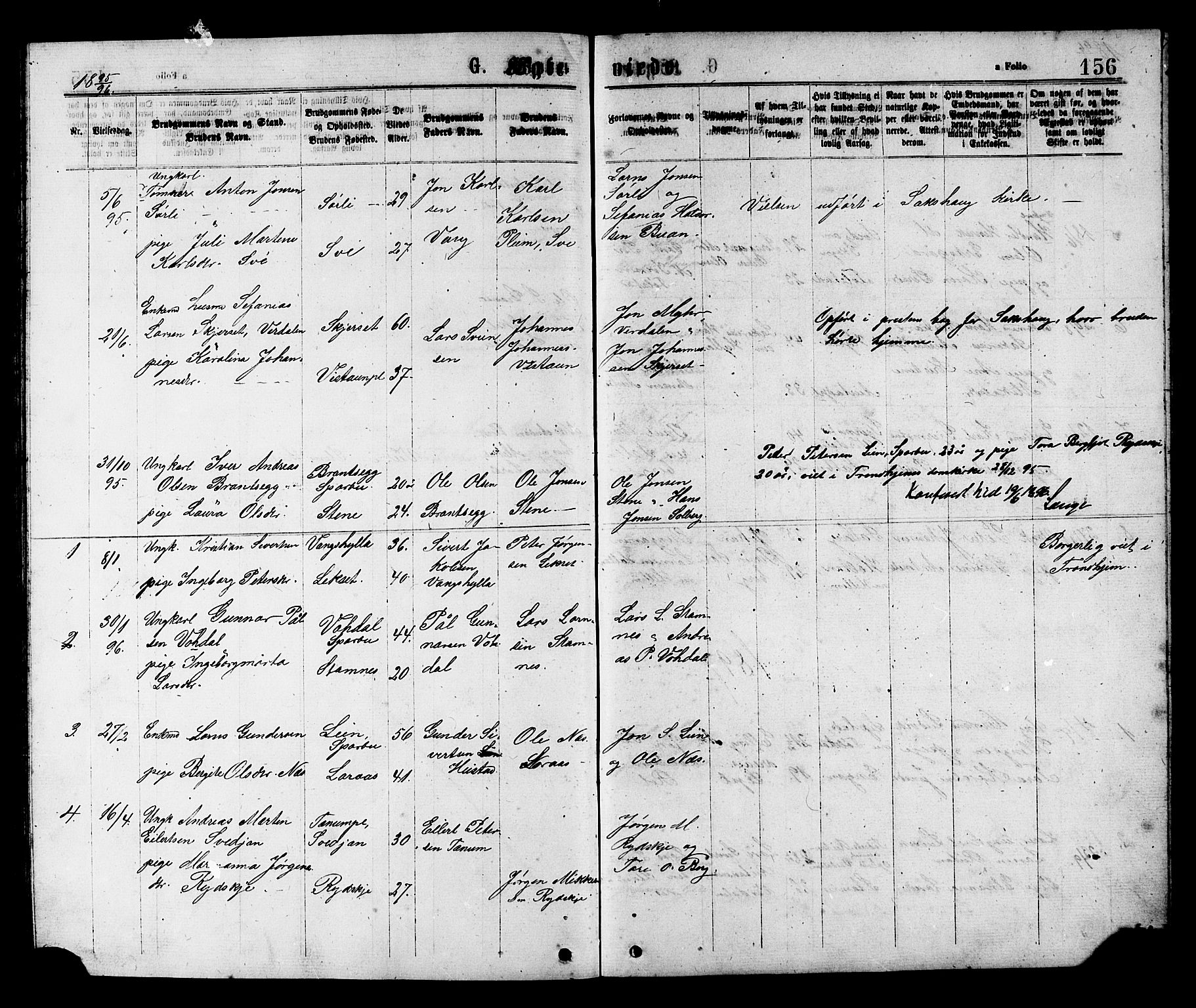 Ministerialprotokoller, klokkerbøker og fødselsregistre - Nord-Trøndelag, SAT/A-1458/731/L0311: Parish register (copy) no. 731C02, 1875-1911, p. 156