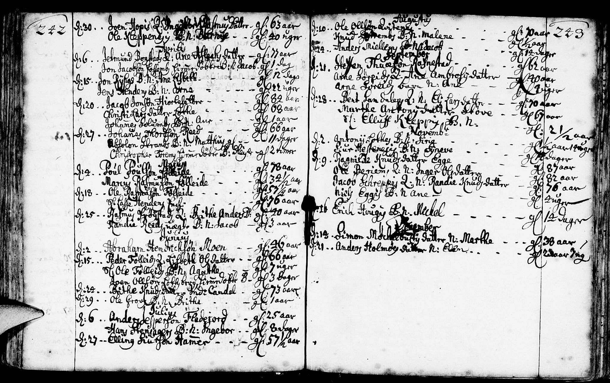 Gloppen sokneprestembete, AV/SAB-A-80101/H/Haa/Haaa/L0002: Parish register (official) no. A 2, 1712-1735, p. 242-243