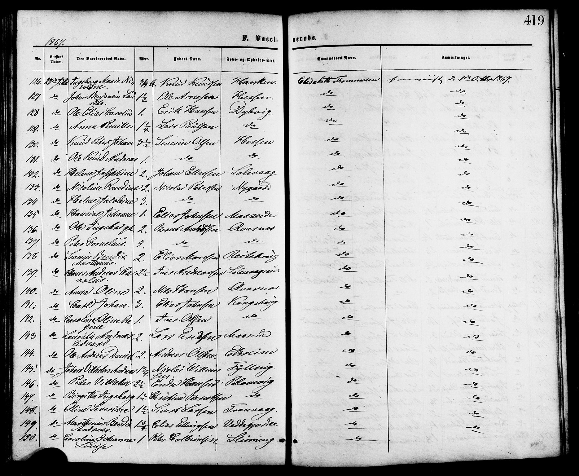 Ministerialprotokoller, klokkerbøker og fødselsregistre - Møre og Romsdal, AV/SAT-A-1454/528/L0399: Parish register (official) no. 528A10, 1864-1879, p. 419