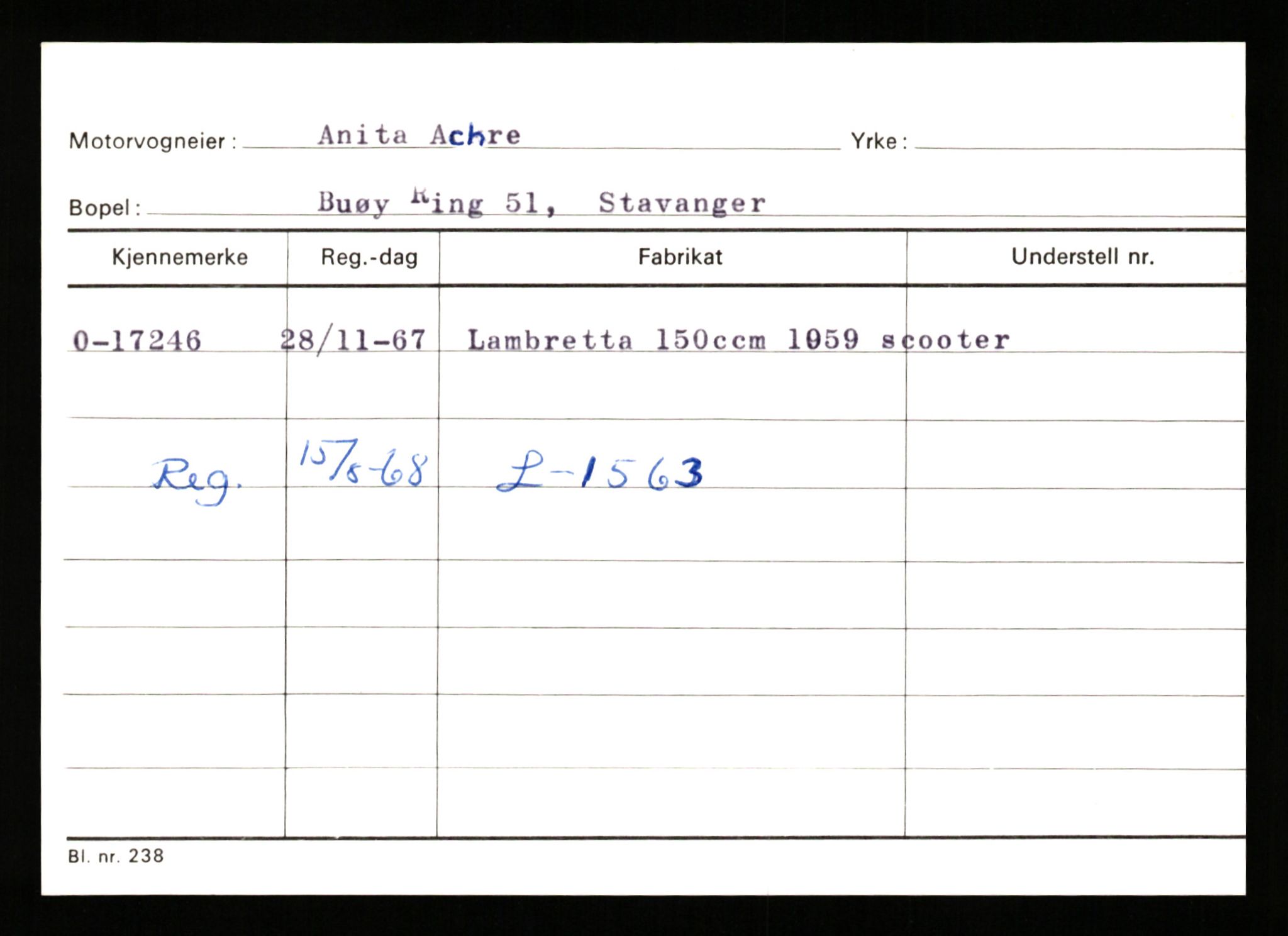 Stavanger trafikkstasjon, AV/SAST-A-101942/0/G/L0004: Registreringsnummer: 15497 - 22957, 1930-1971, p. 911