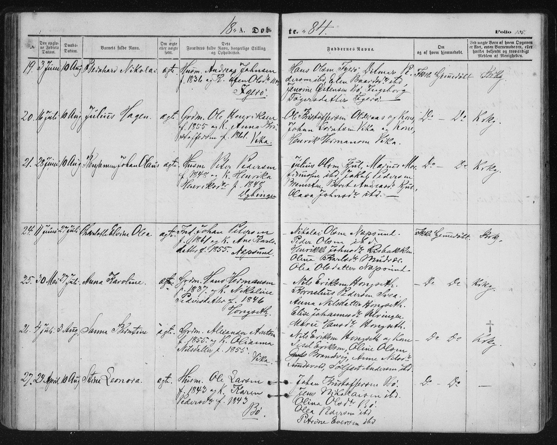 Ministerialprotokoller, klokkerbøker og fødselsregistre - Nordland, AV/SAT-A-1459/816/L0241: Parish register (official) no. 816A07, 1870-1885, p. 105