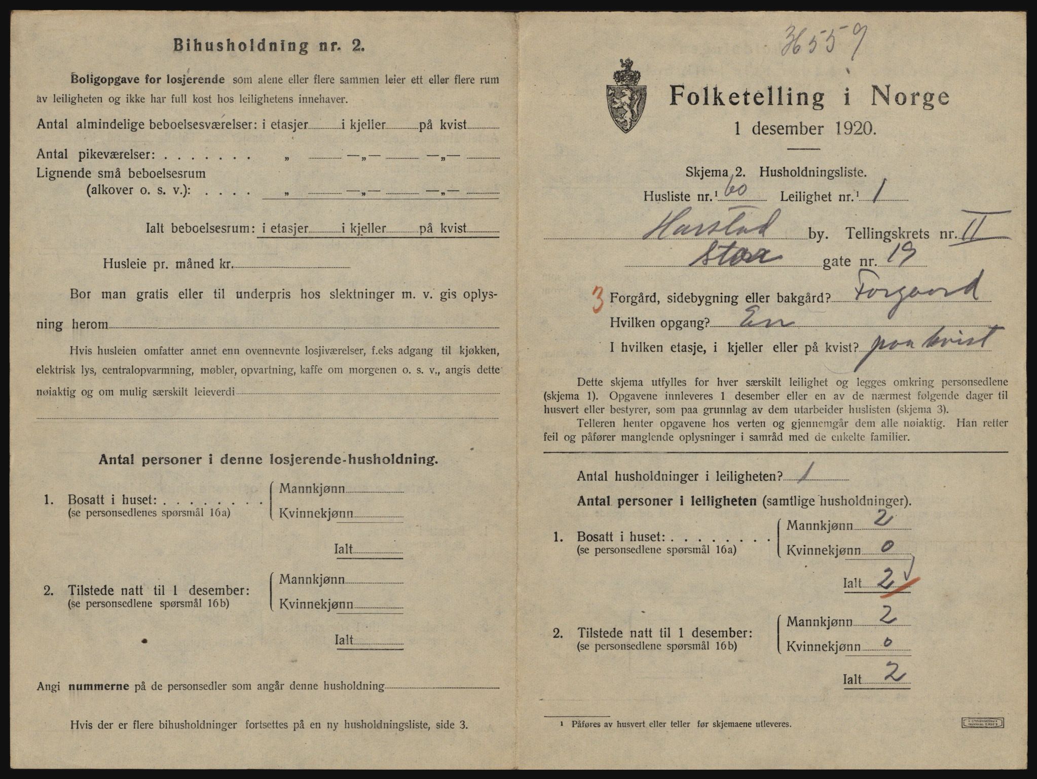 SATØ, 1920 census for Harstad, 1920, p. 1219