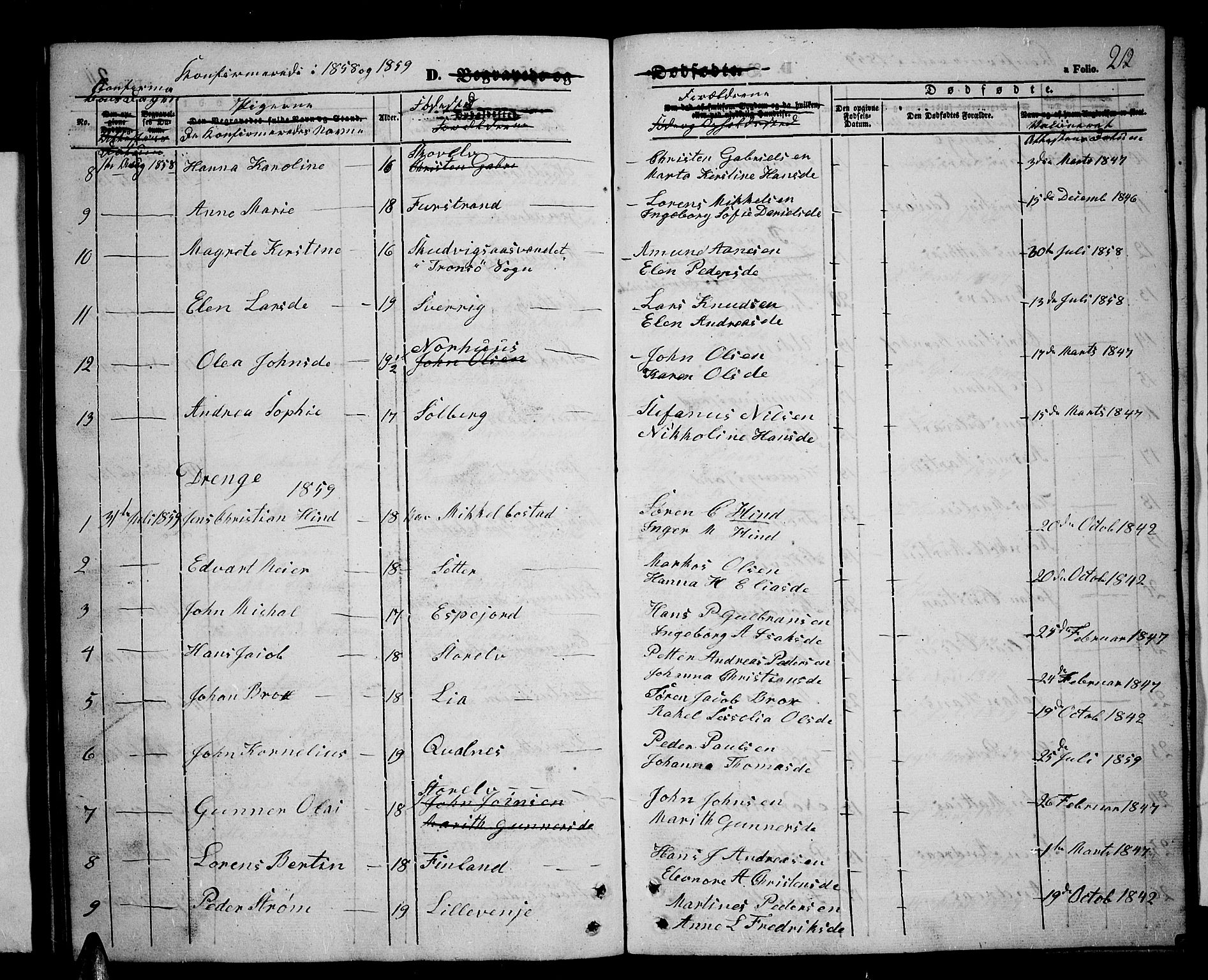 Tranøy sokneprestkontor, SATØ/S-1313/I/Ia/Iab/L0002klokker: Parish register (copy) no. 2, 1847-1860, p. 212