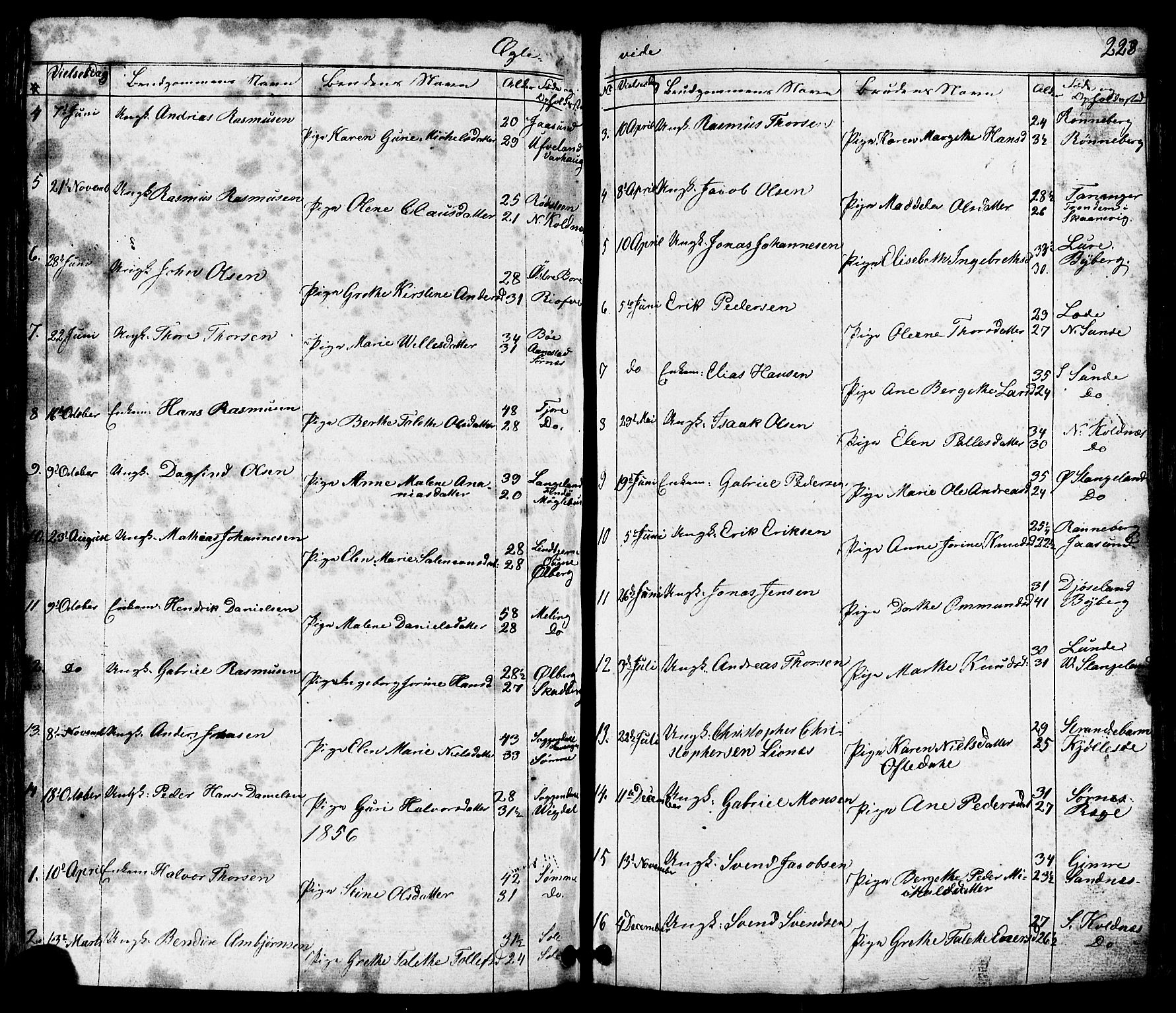Håland sokneprestkontor, SAST/A-101802/001/30BB/L0002: Parish register (copy) no. B 2, 1845-1872, p. 228