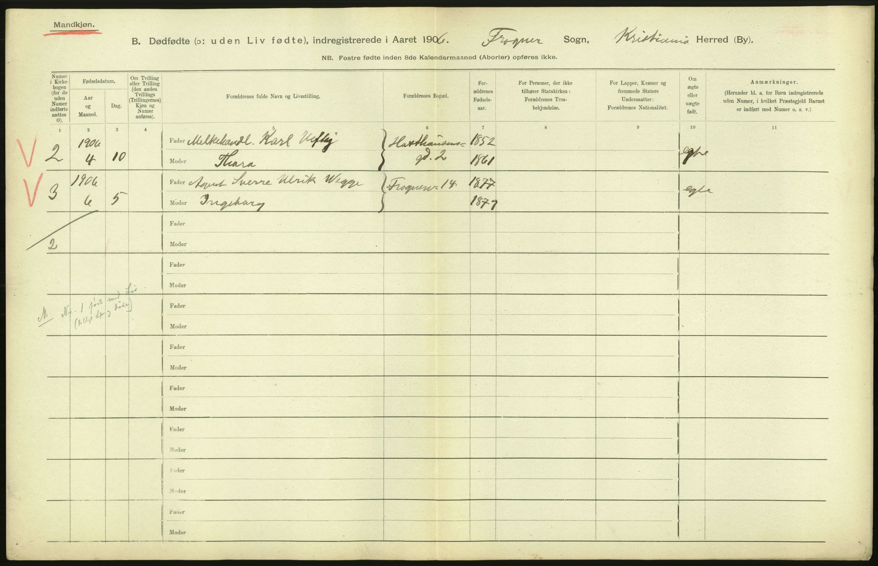 Statistisk sentralbyrå, Sosiodemografiske emner, Befolkning, RA/S-2228/D/Df/Dfa/Dfad/L0010: Kristiania: Døde, dødfødte, 1906, p. 566