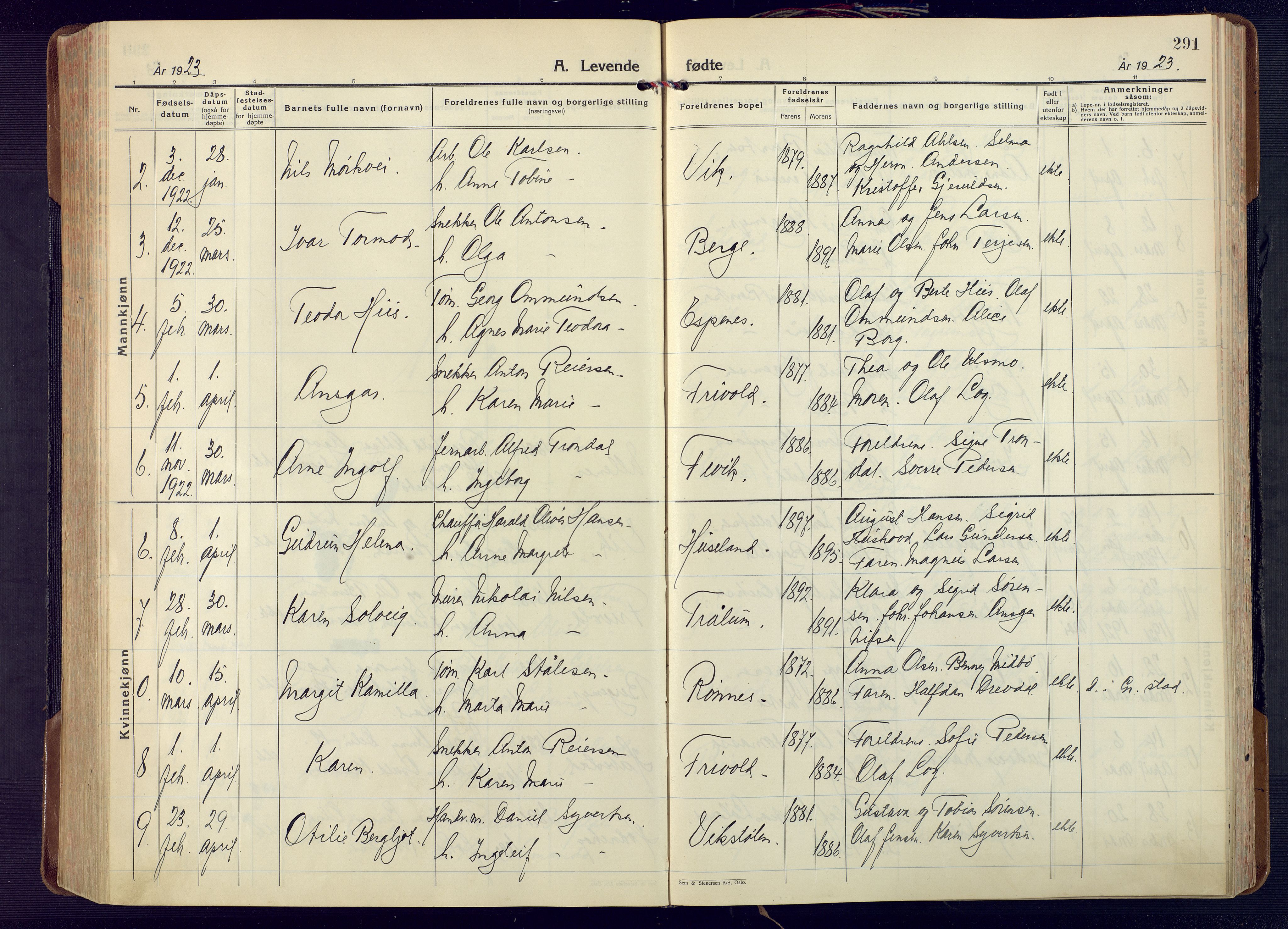 Fjære sokneprestkontor, AV/SAK-1111-0011/F/Fa/L0004: Parish register (official) no. A 4, 1902-1925, p. 291