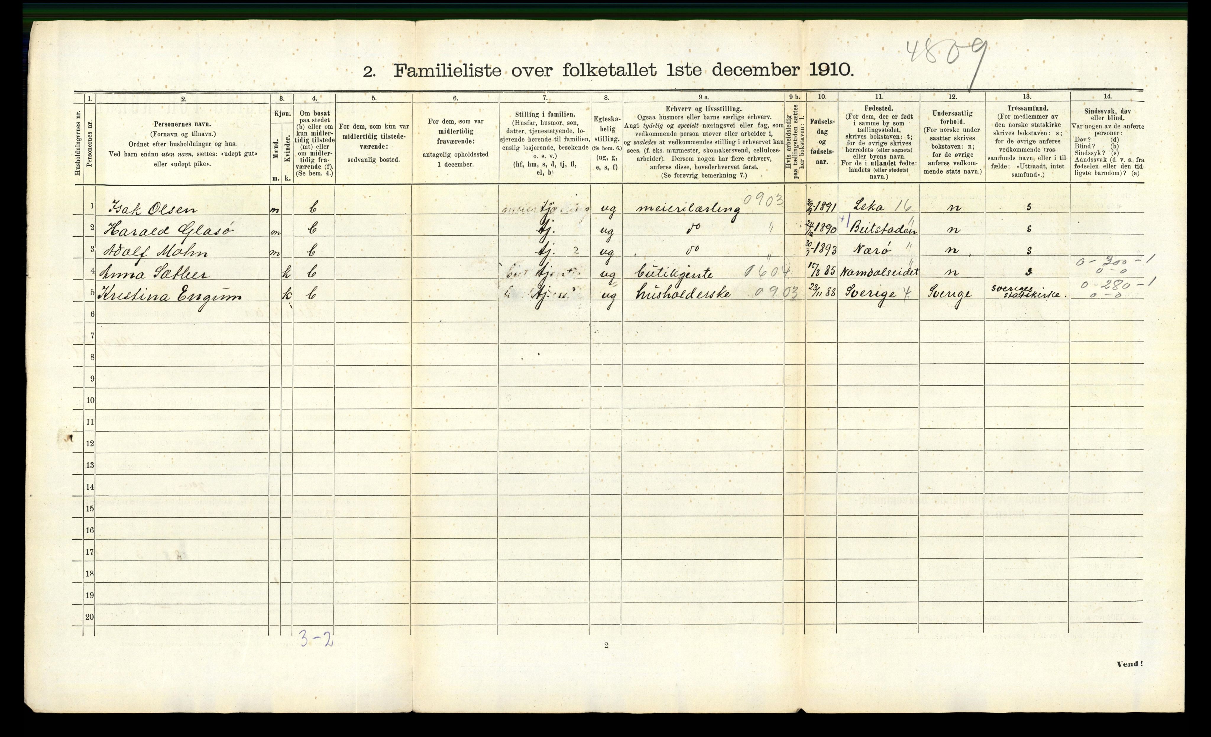 RA, 1910 census for Steinkjer, 1910, p. 303