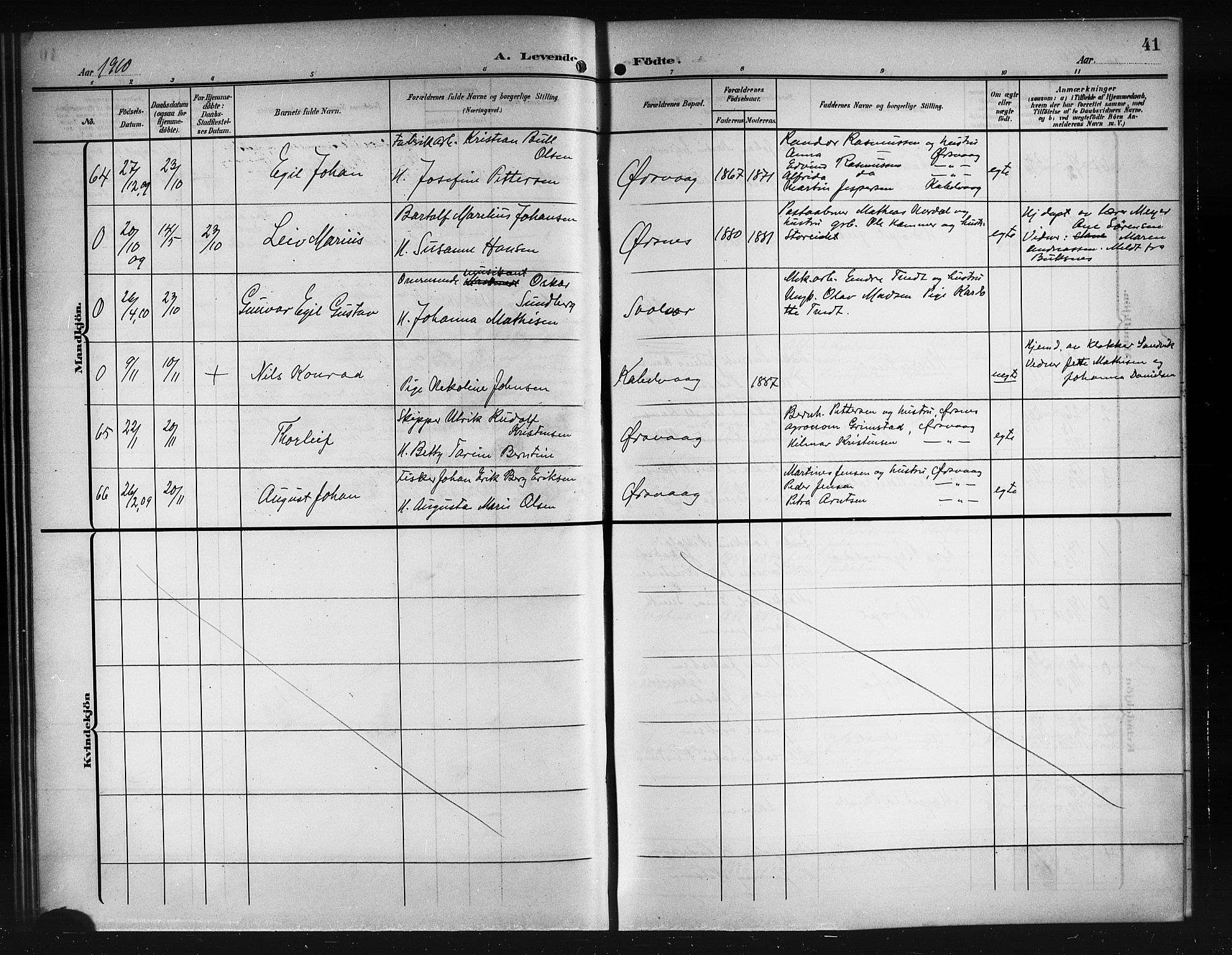 Ministerialprotokoller, klokkerbøker og fødselsregistre - Nordland, SAT/A-1459/874/L1079: Parish register (copy) no. 874C08, 1907-1915, p. 41