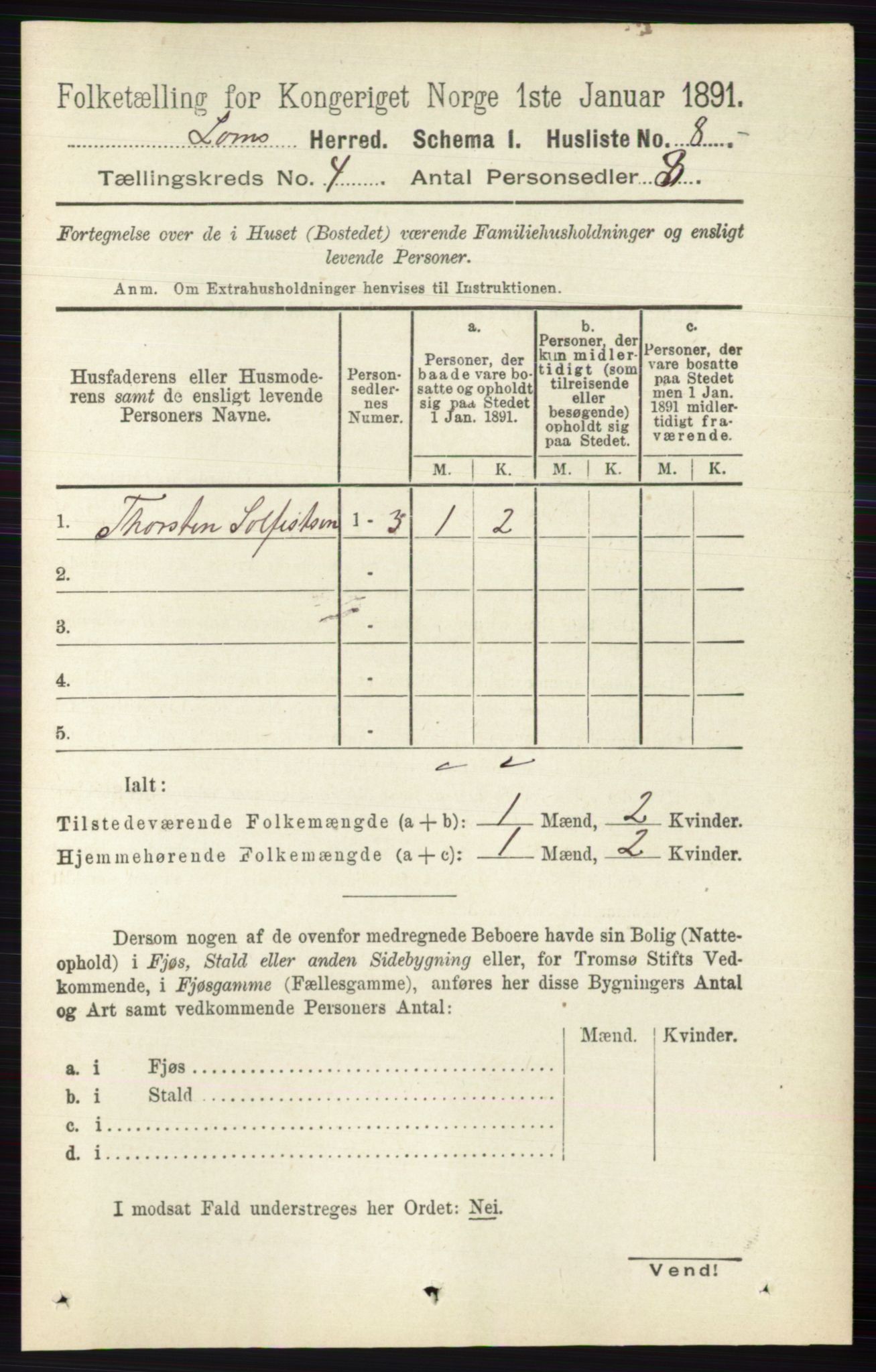 RA, 1891 census for 0514 Lom, 1891, p. 1463