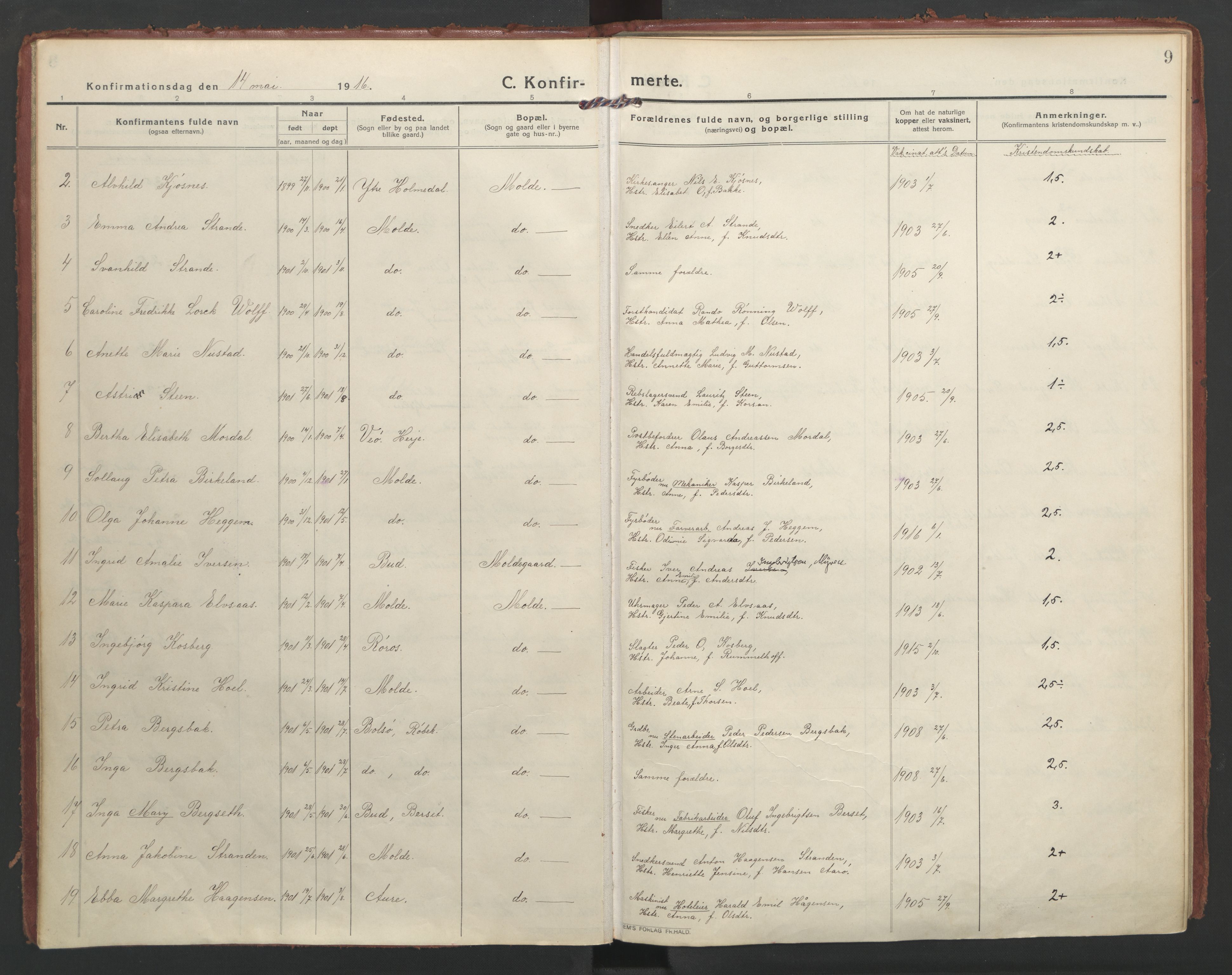 Ministerialprotokoller, klokkerbøker og fødselsregistre - Møre og Romsdal, AV/SAT-A-1454/558/L0695: Parish register (official) no. 558A09, 1915-1942, p. 9