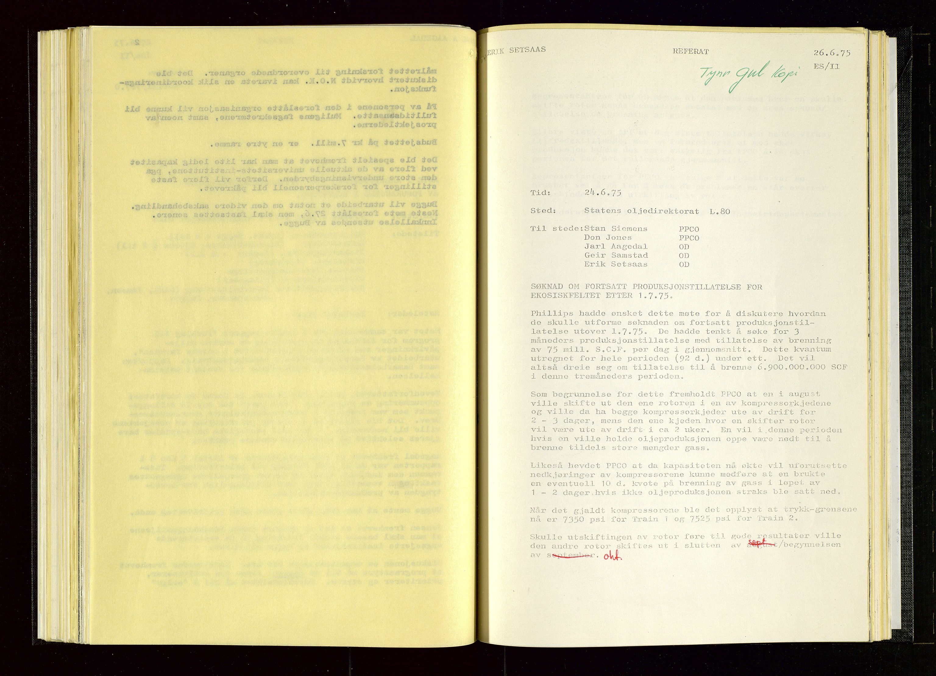 Oljedirektoratet, AV/SAST-A-101366/Aa/L0005: Referatprotokoller, 1975