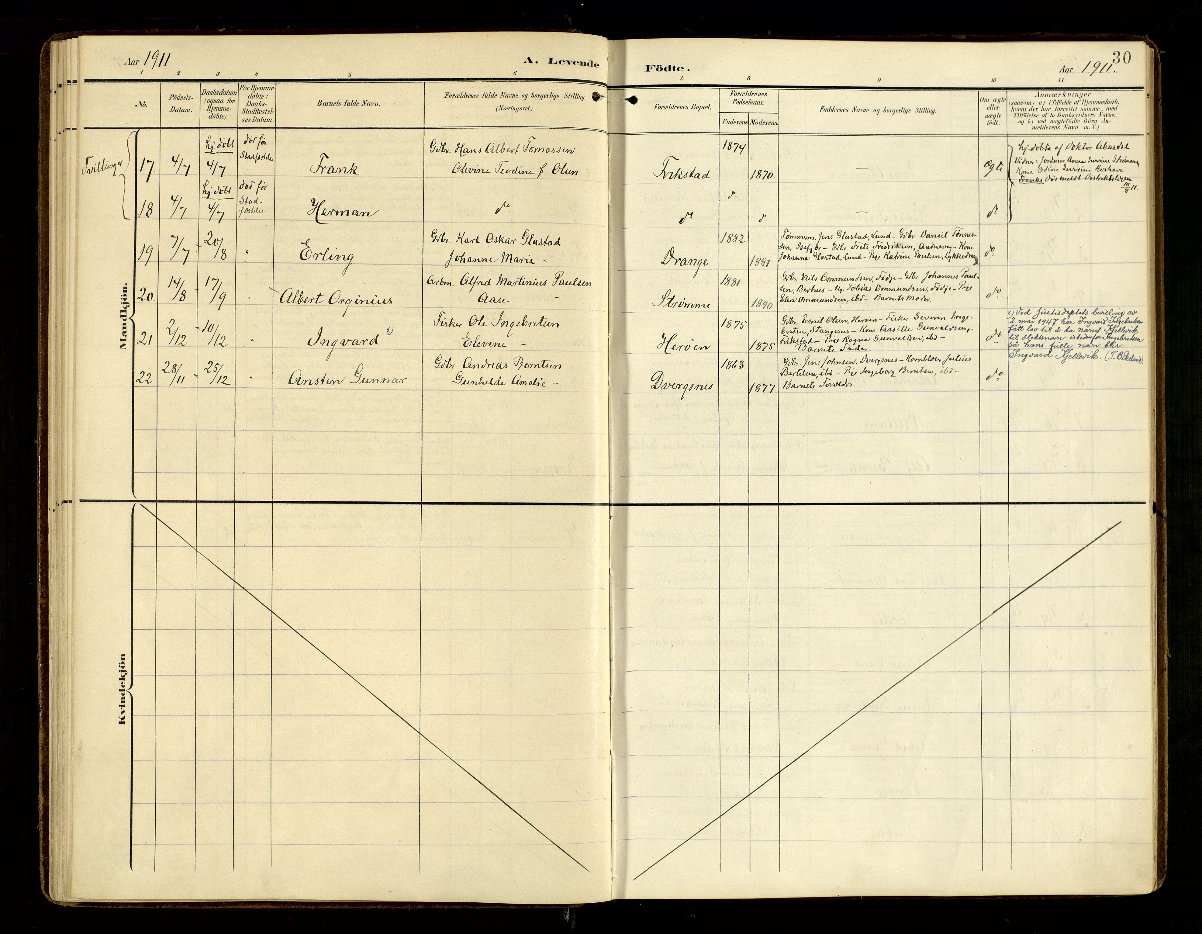 Oddernes sokneprestkontor, SAK/1111-0033/F/Fa/Fab/L0003: Parish register (official) no. A 3, 1903-1916, p. 30