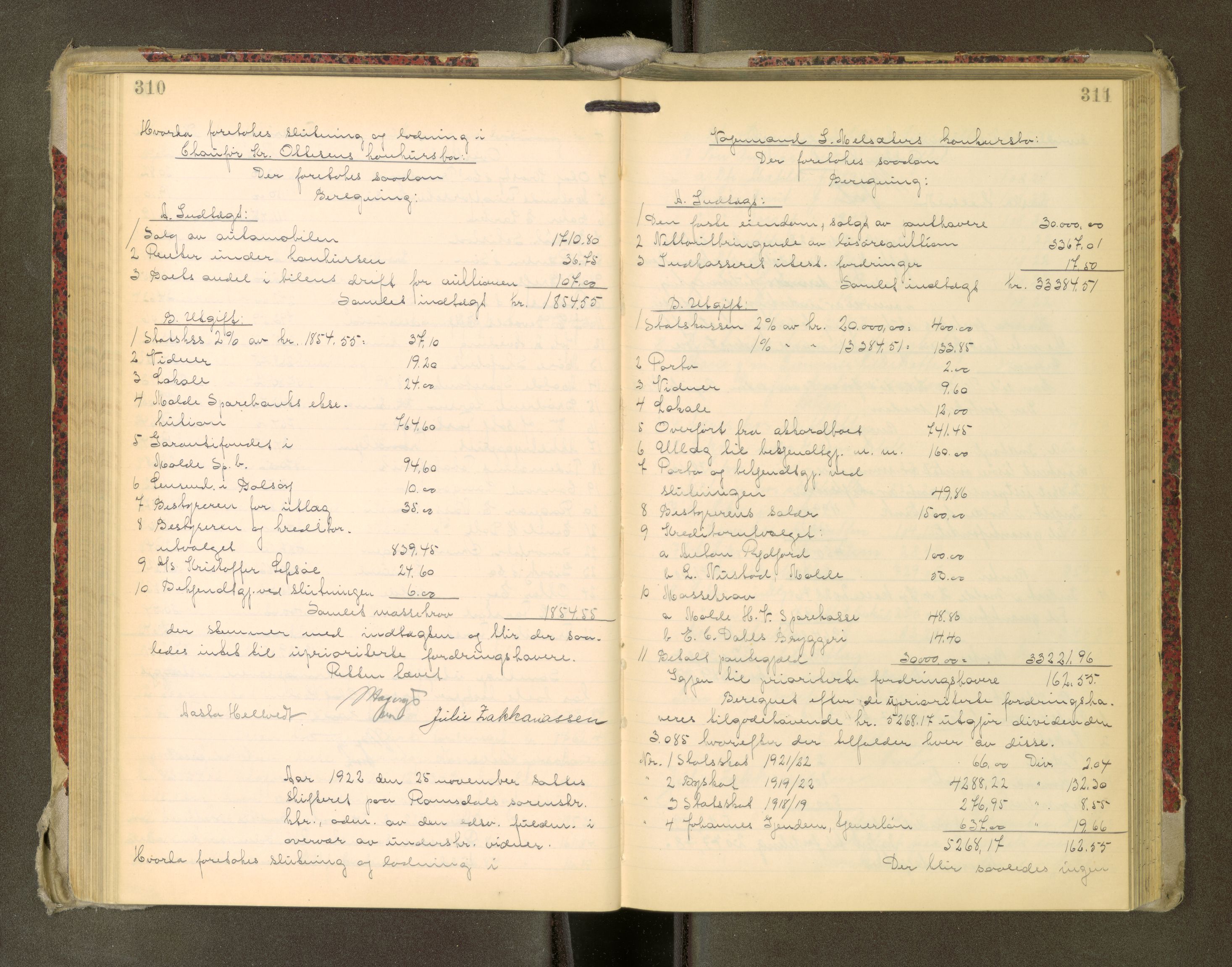 Romsdal sorenskriveri, AV/SAT-A-4149/1/3/3A/L0022: Skifteutlodnings Protokoll, 1920-1924, p. 310-311