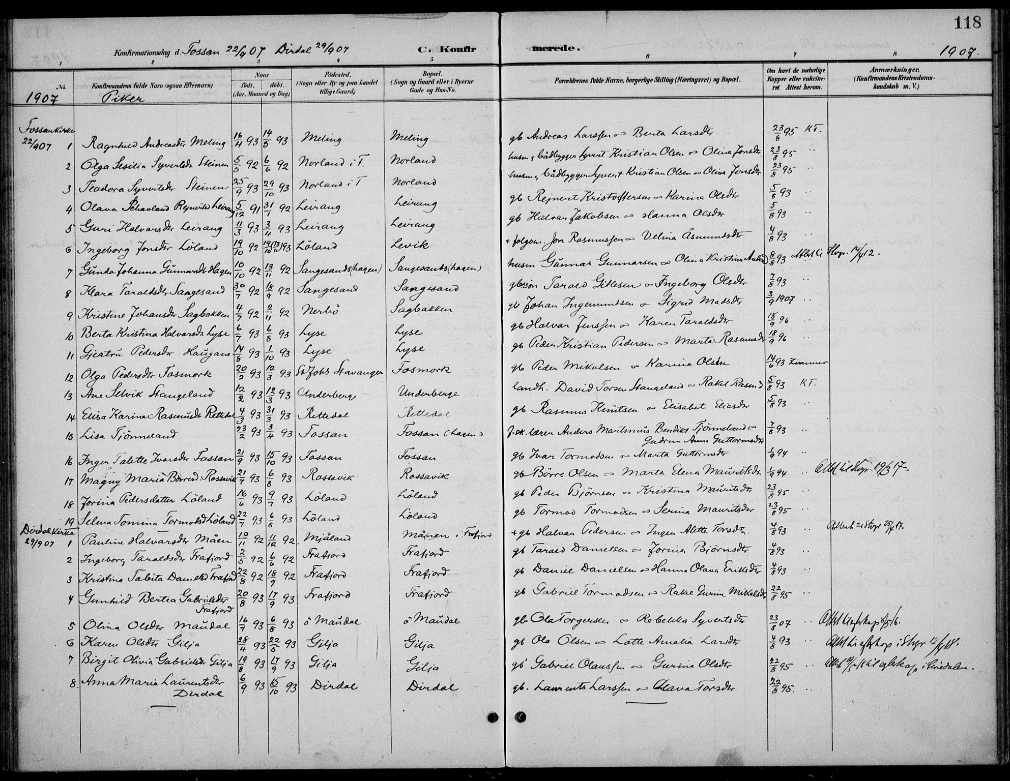 Høgsfjord sokneprestkontor, AV/SAST-A-101624/H/Ha/Haa/L0007: Parish register (official) no. A 7, 1898-1917, p. 118