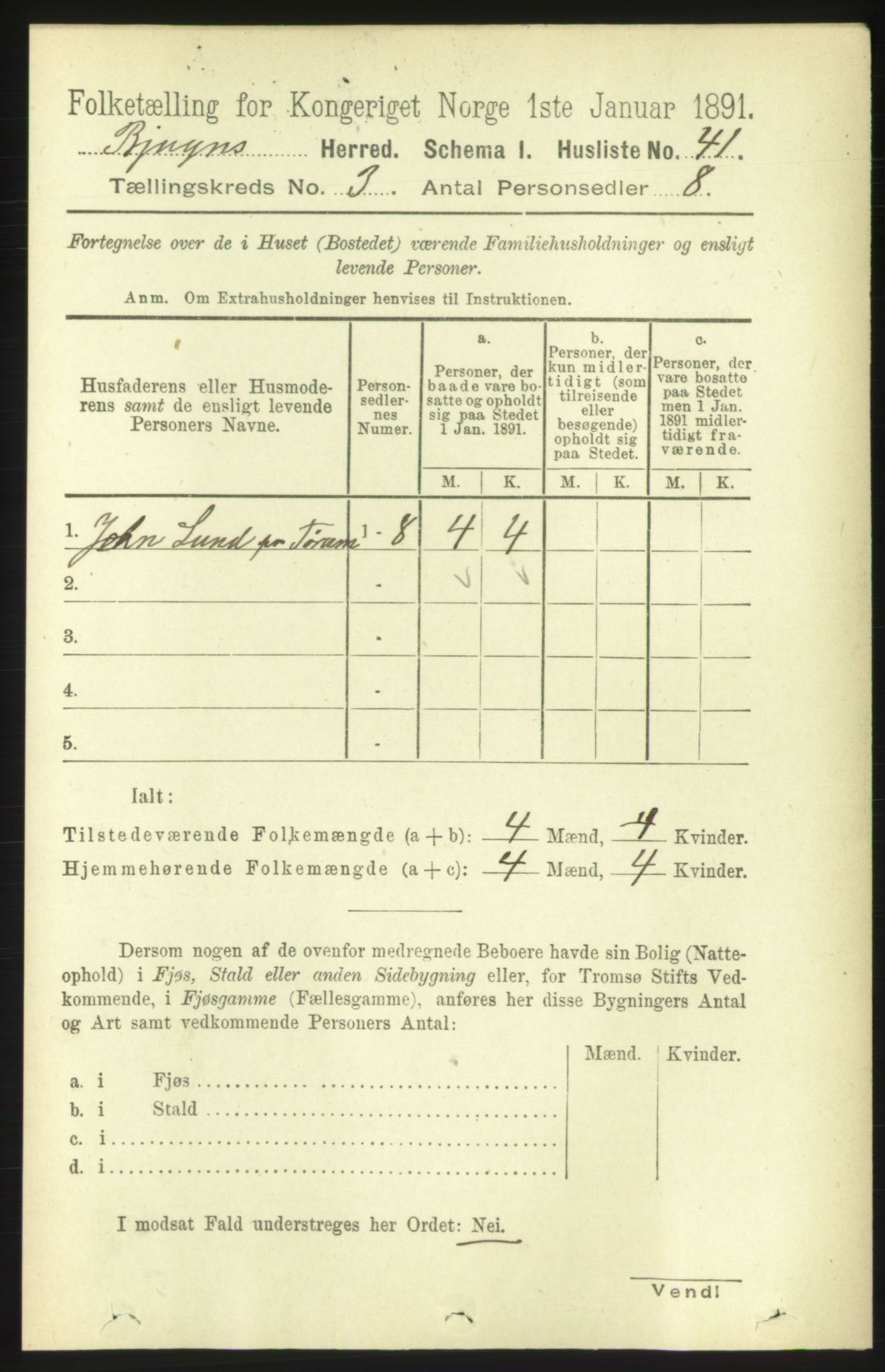 RA, 1891 census for 1627 Bjugn, 1891, p. 629