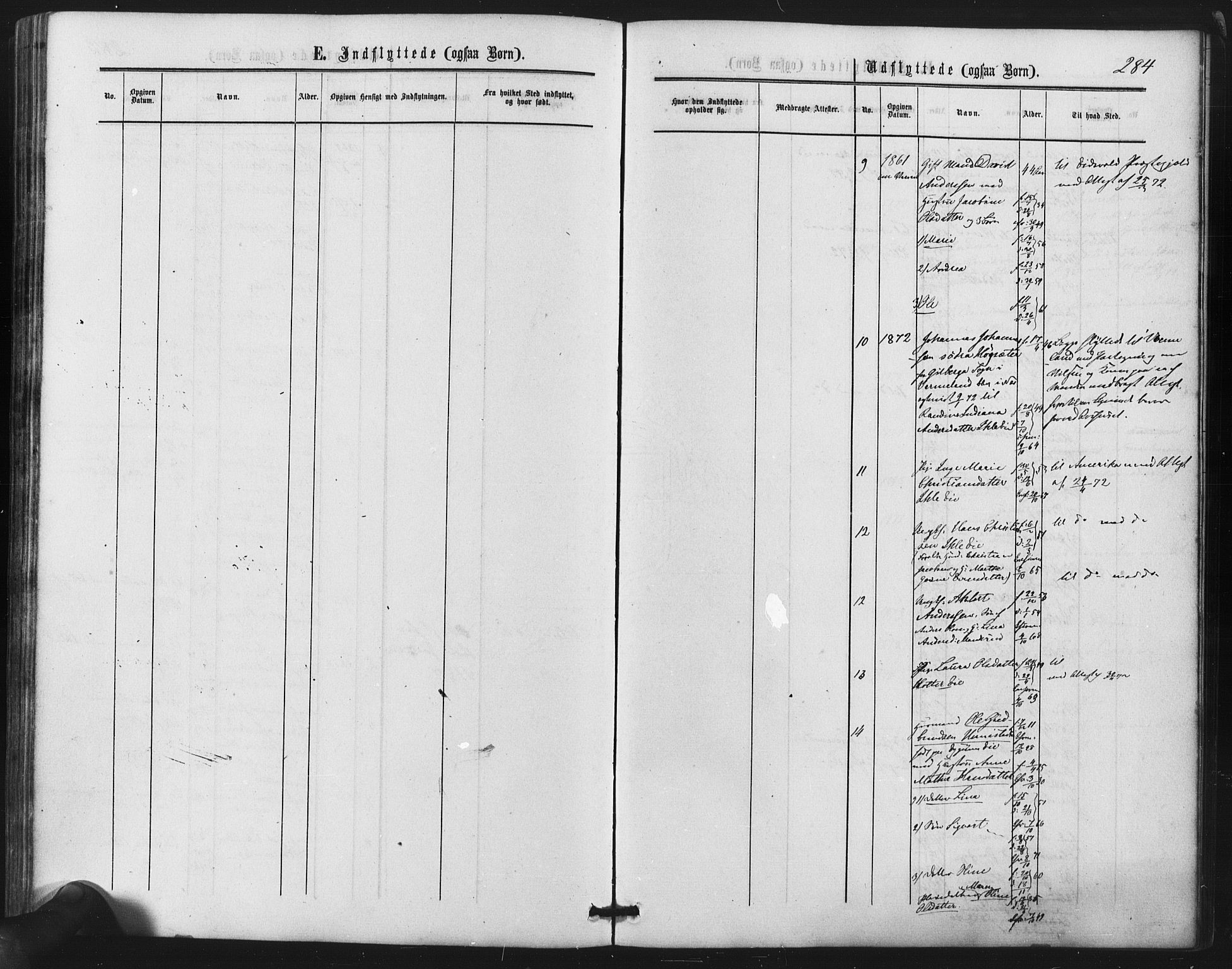 Nes prestekontor Kirkebøker, AV/SAO-A-10410/F/Fb/L0001: Parish register (official) no. II 1, 1859-1882, p. 284