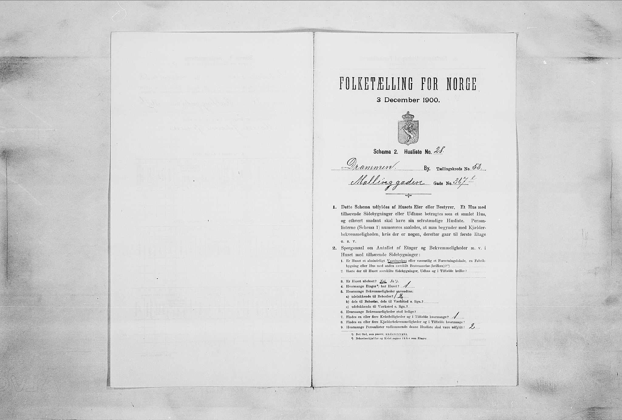 RA, 1900 census for Drammen, 1900, p. 9178