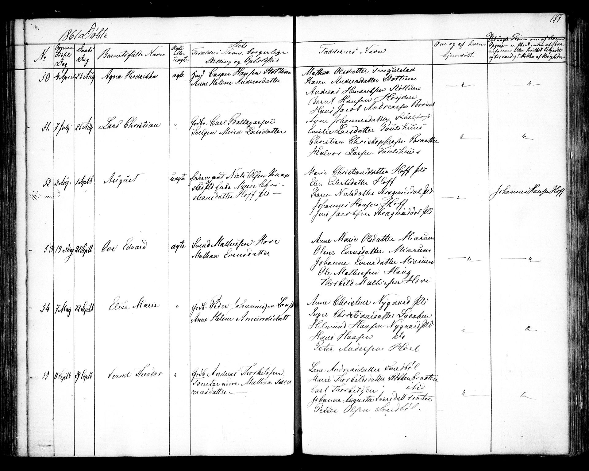 Hobøl prestekontor Kirkebøker, AV/SAO-A-2002/F/Fa/L0003: Parish register (official) no. I 3, 1842-1864, p. 177