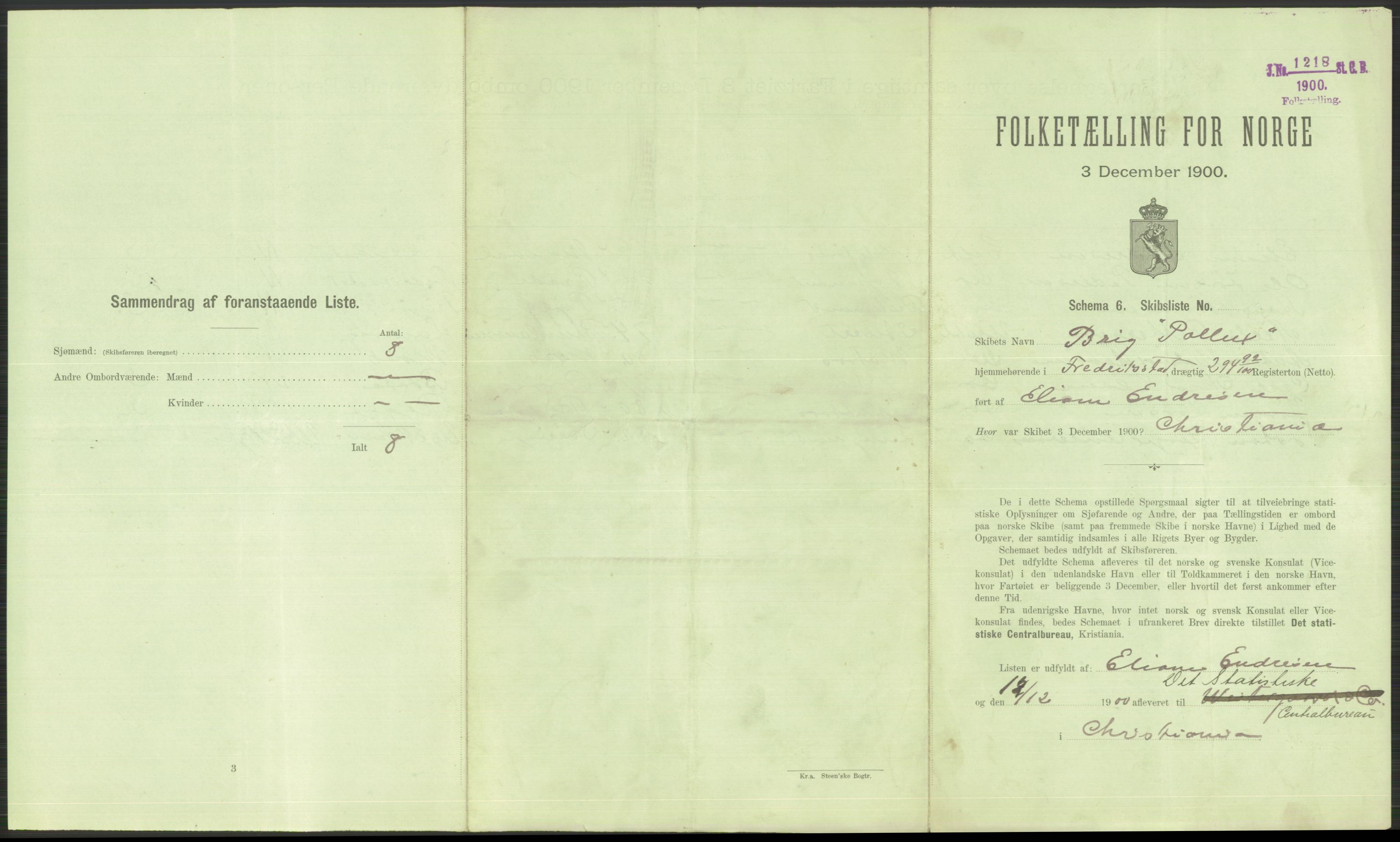 RA, 1900 Census - ship lists from ships in Norwegian harbours, harbours abroad and at sea, 1900, p. 367