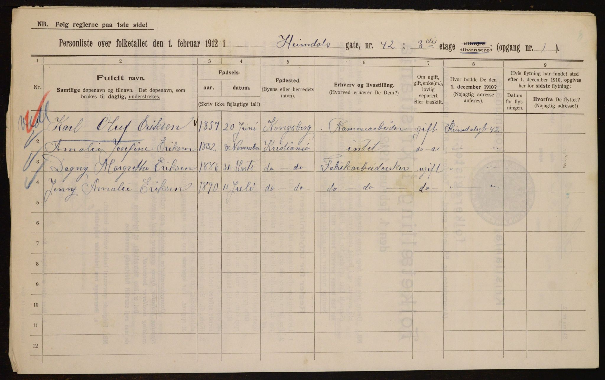 OBA, Municipal Census 1912 for Kristiania, 1912, p. 37810