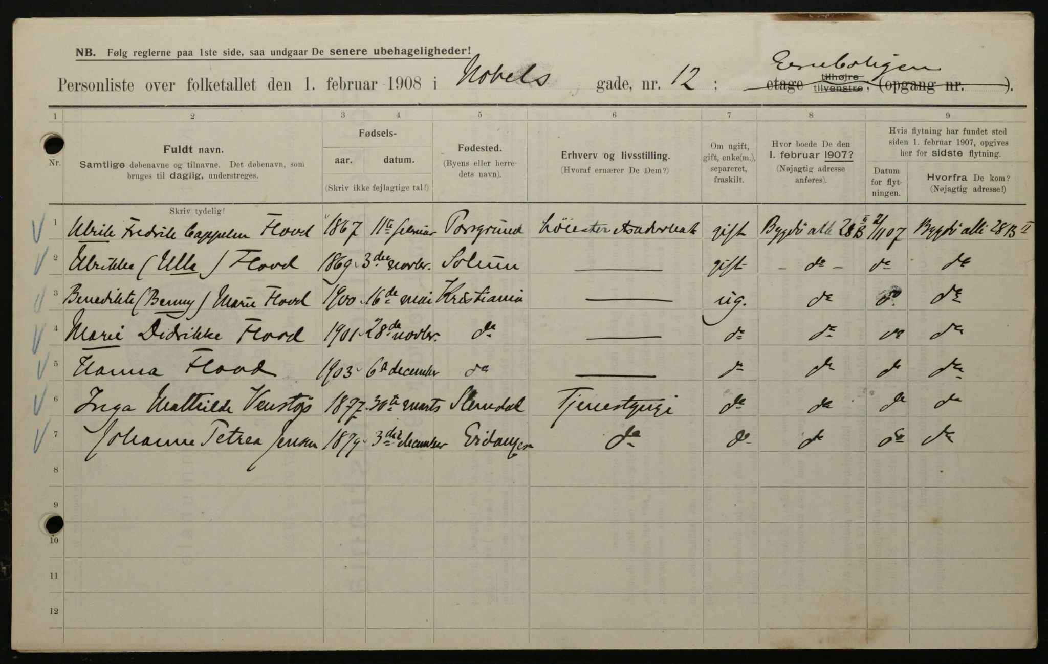 OBA, Municipal Census 1908 for Kristiania, 1908, p. 63927