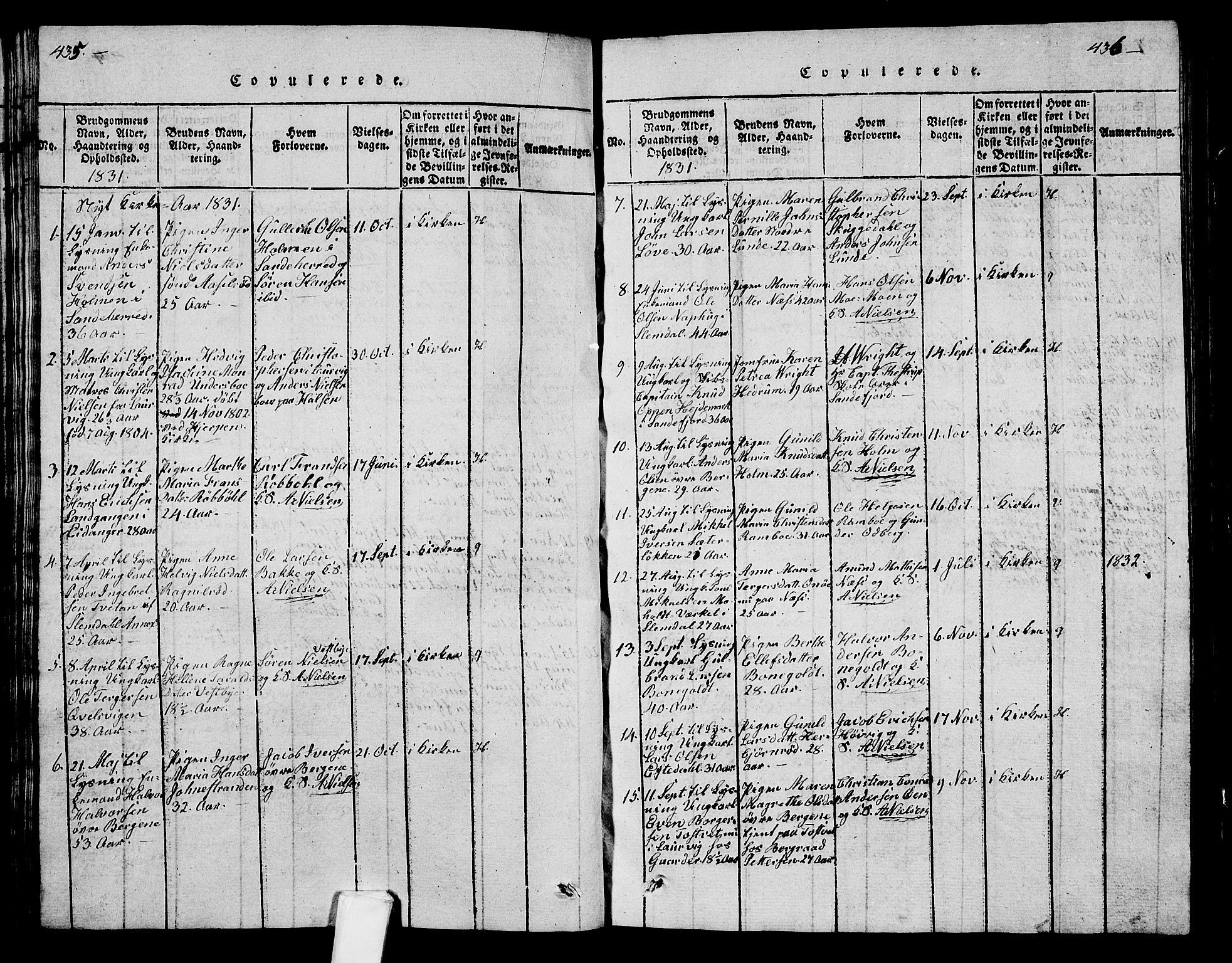 Hedrum kirkebøker, AV/SAKO-A-344/G/Ga/L0003: Parish register (copy) no. I 3, 1817-1835, p. 435-436