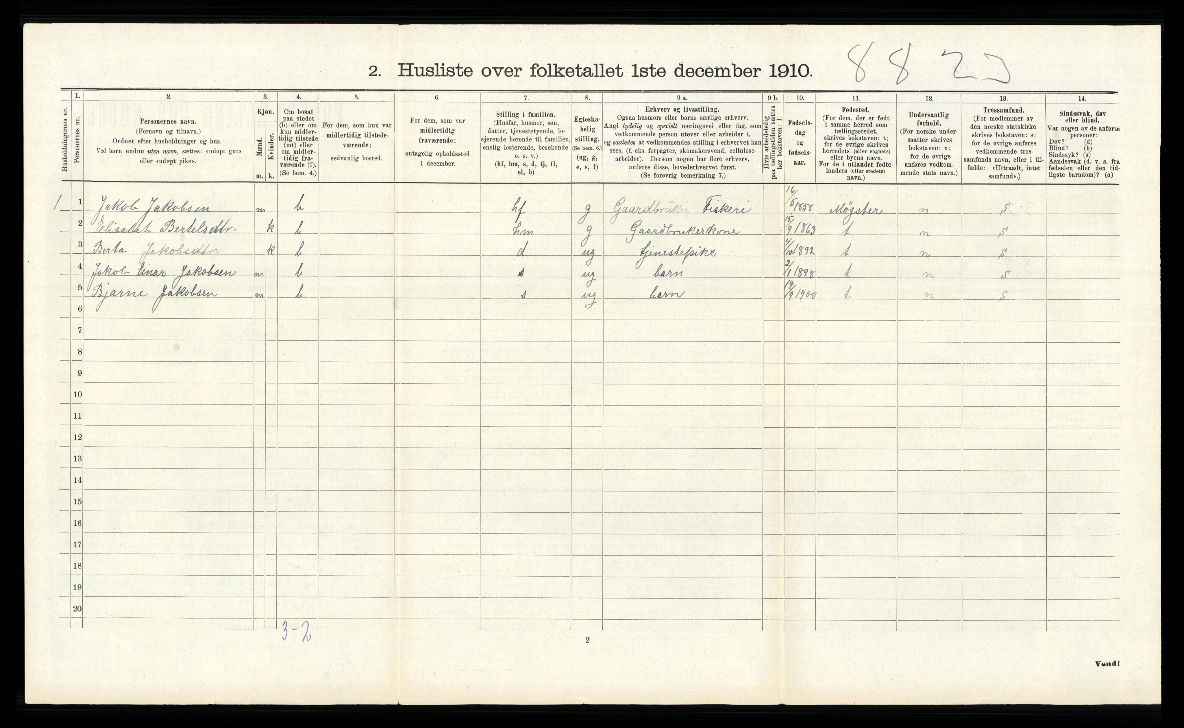 RA, 1910 census for Austrheim, 1910, p. 779