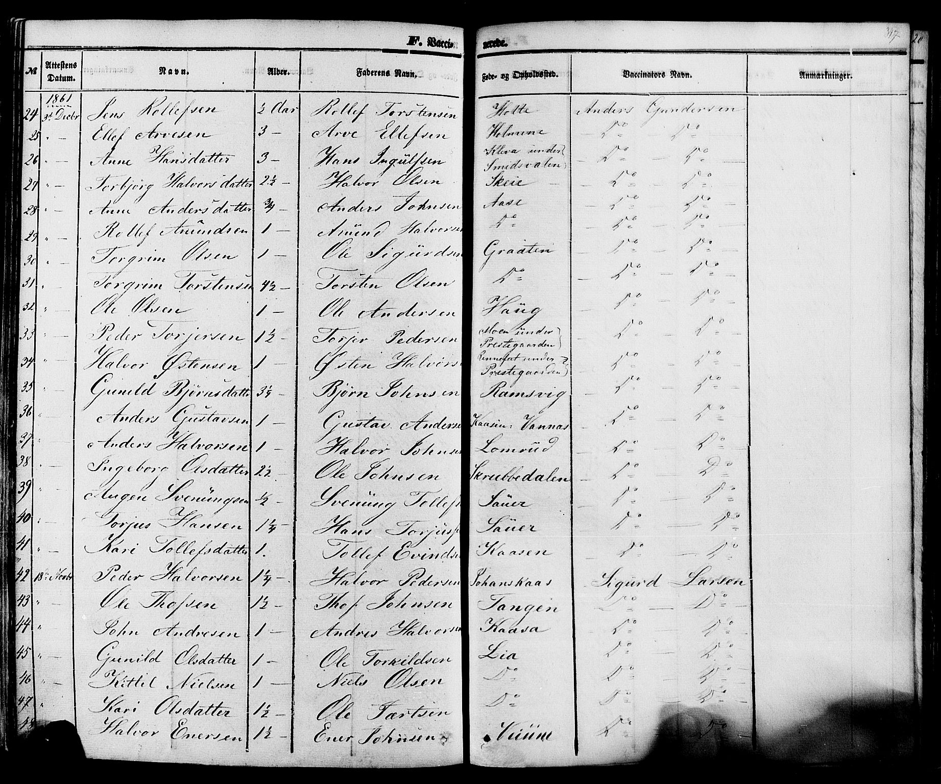 Sauherad kirkebøker, AV/SAKO-A-298/F/Fa/L0007: Parish register (official) no. I 7, 1851-1873, p. 317