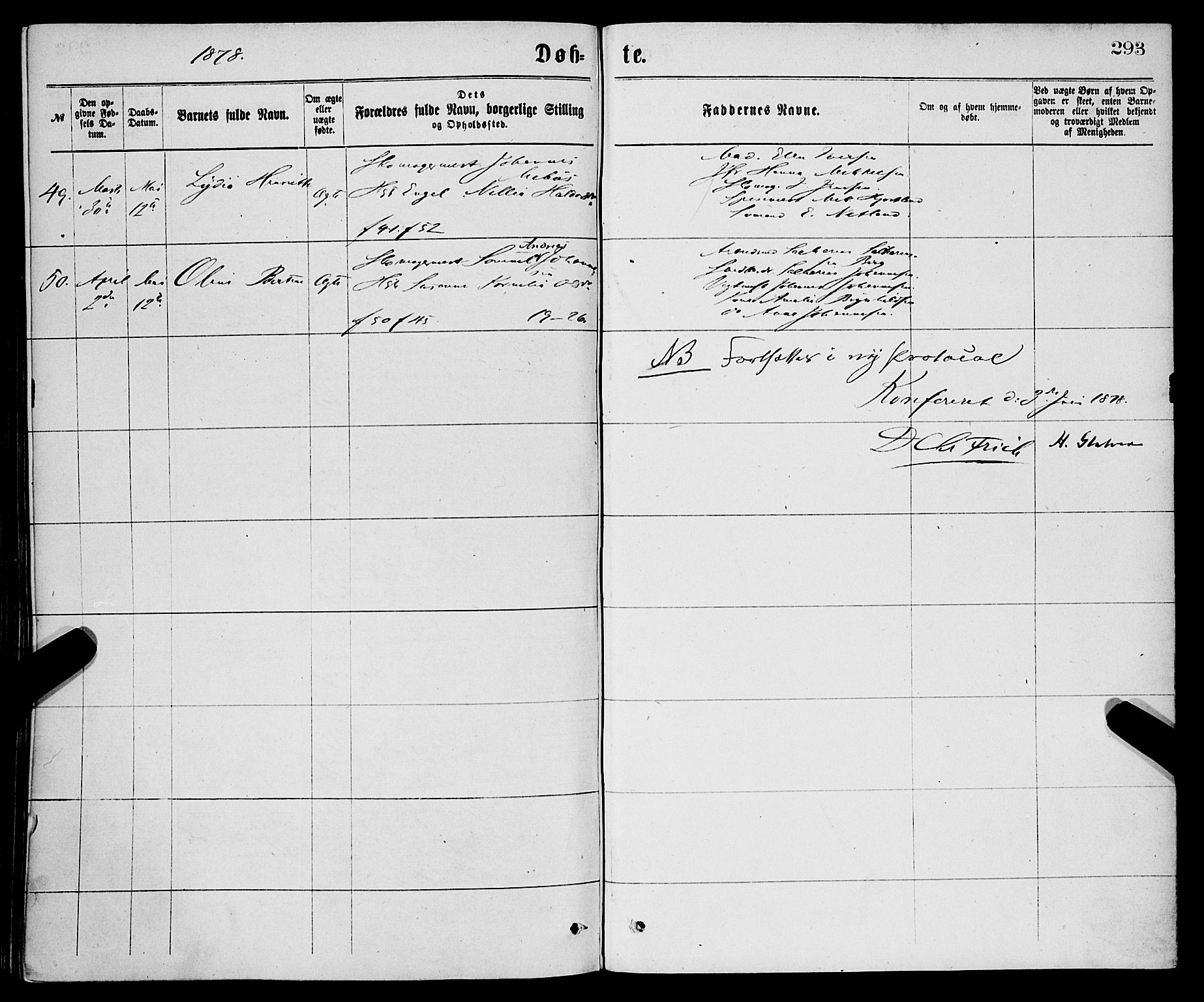 Korskirken sokneprestembete, AV/SAB-A-76101/H/Haa/L0020: Parish register (official) no. B 6, 1871-1878, p. 293