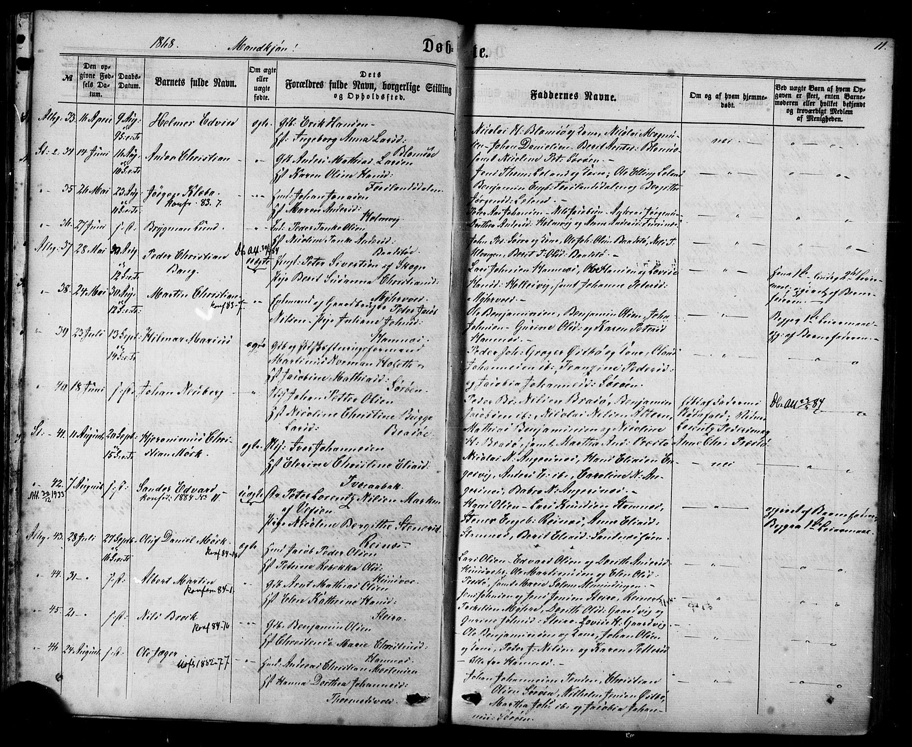 Ministerialprotokoller, klokkerbøker og fødselsregistre - Nordland, SAT/A-1459/830/L0449: Parish register (official) no. 830A13, 1866-1886, p. 11