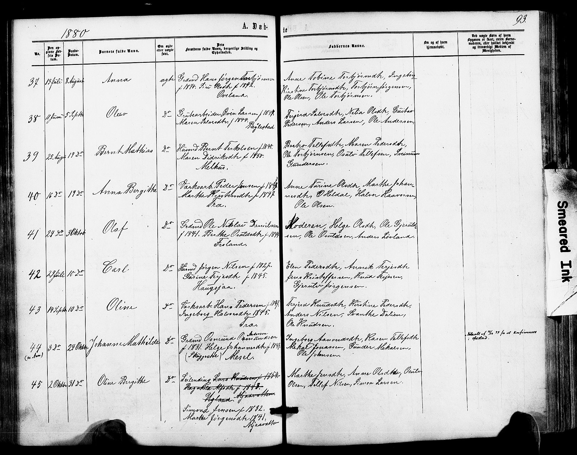 Froland sokneprestkontor, AV/SAK-1111-0013/F/Fa/L0003: Parish register (official) no. A 3, 1864-1881, p. 93