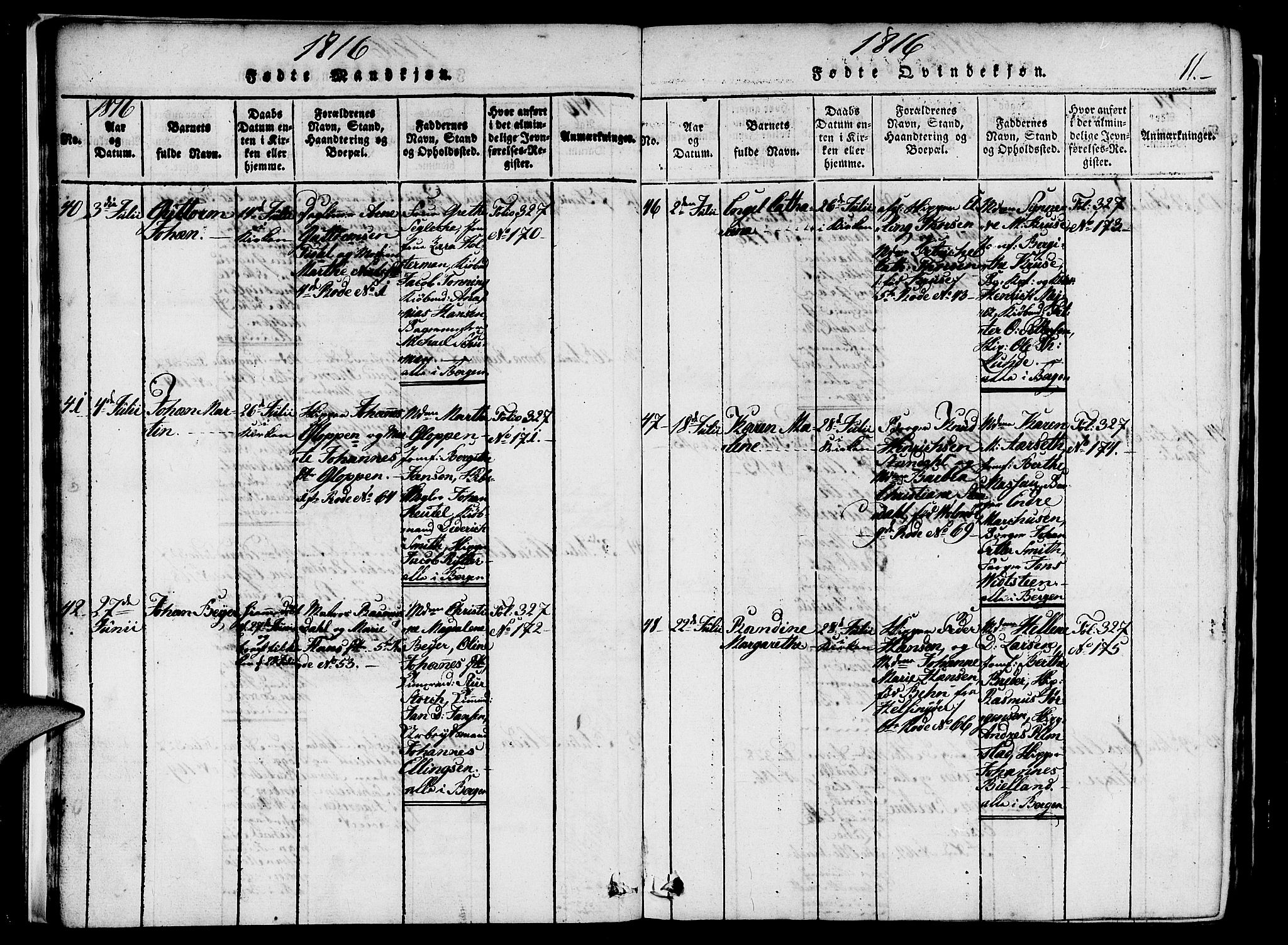 Nykirken Sokneprestembete, AV/SAB-A-77101/H/Haa/L0011: Parish register (official) no. A 11, 1816-1821, p. 11