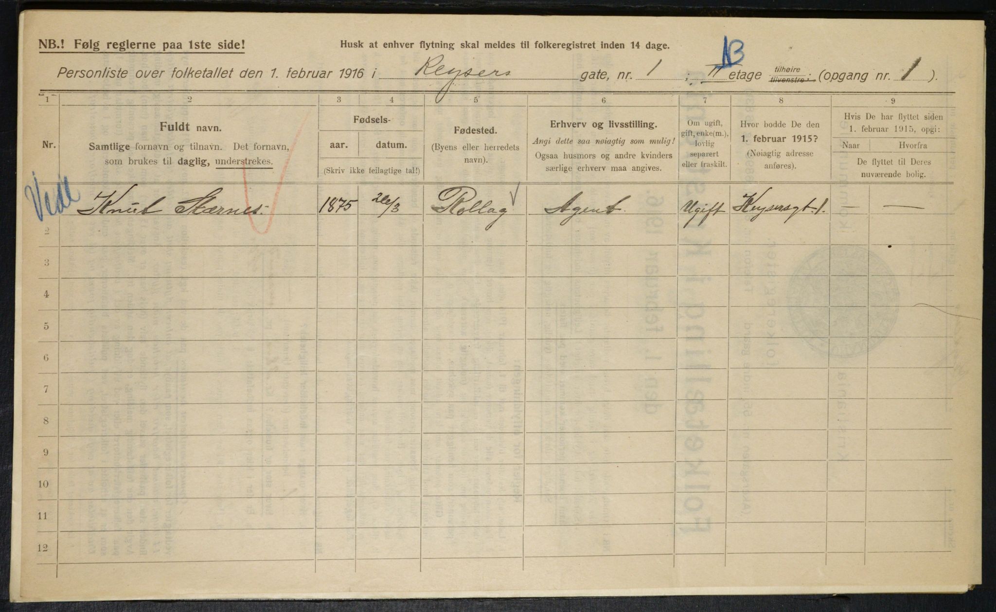 OBA, Municipal Census 1916 for Kristiania, 1916, p. 50237