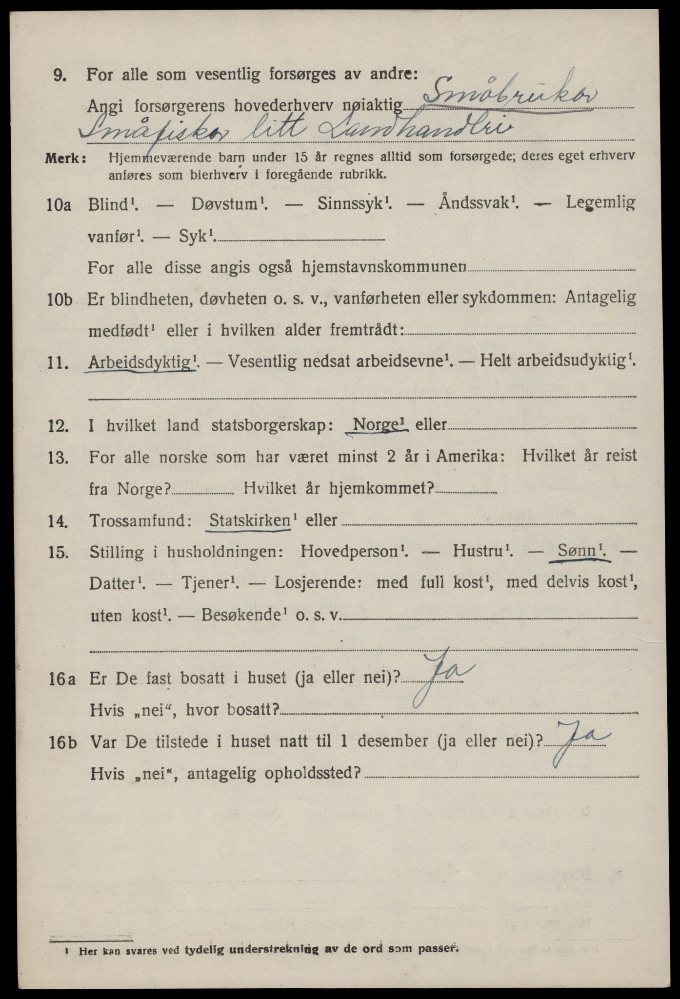 SAST, 1920 census for Hjelmeland, 1920, p. 1260