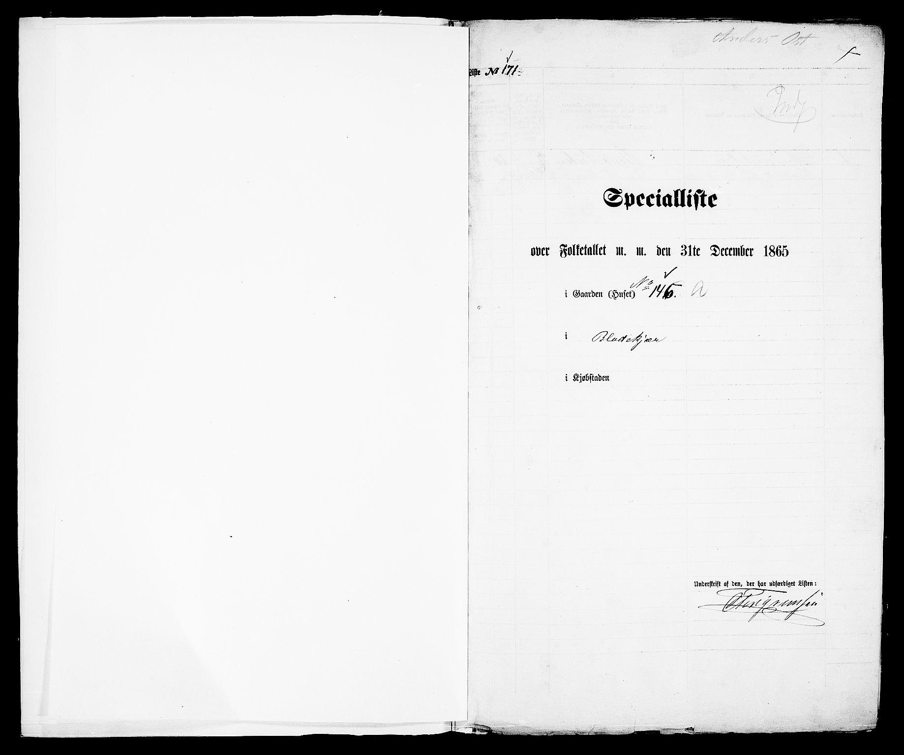 RA, 1865 census for Arendal, 1865, p. 349