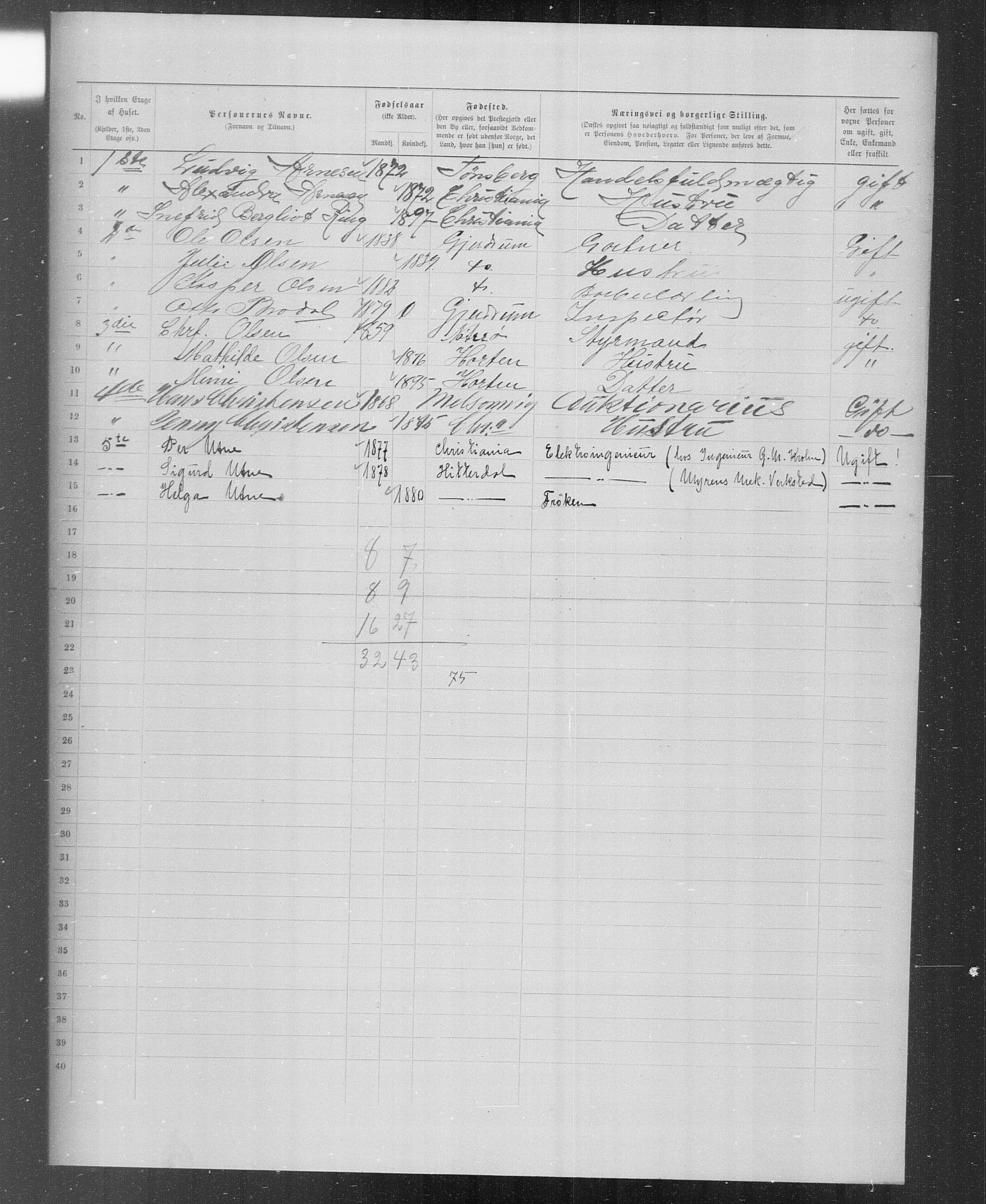 OBA, Municipal Census 1899 for Kristiania, 1899, p. 4575