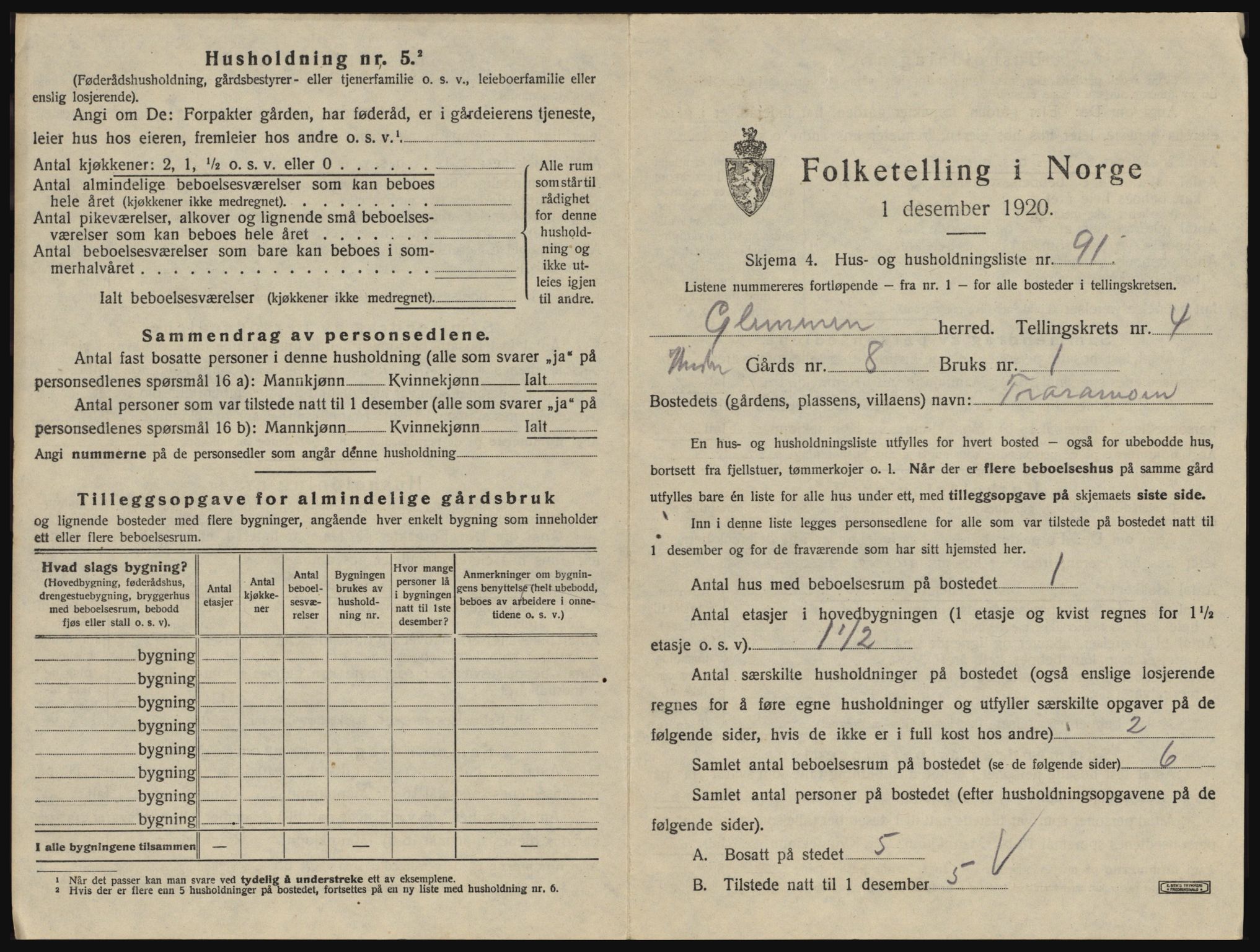 SAO, 1920 census for Glemmen, 1920, p. 1369