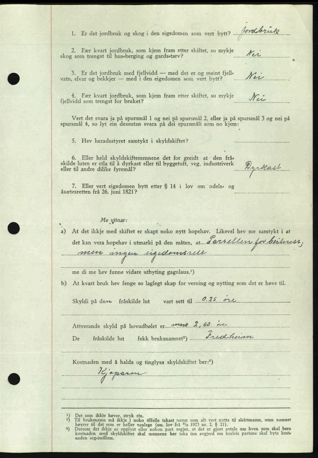 Romsdal sorenskriveri, AV/SAT-A-4149/1/2/2C: Mortgage book no. A22, 1947-1947, Diary no: : 960/1947