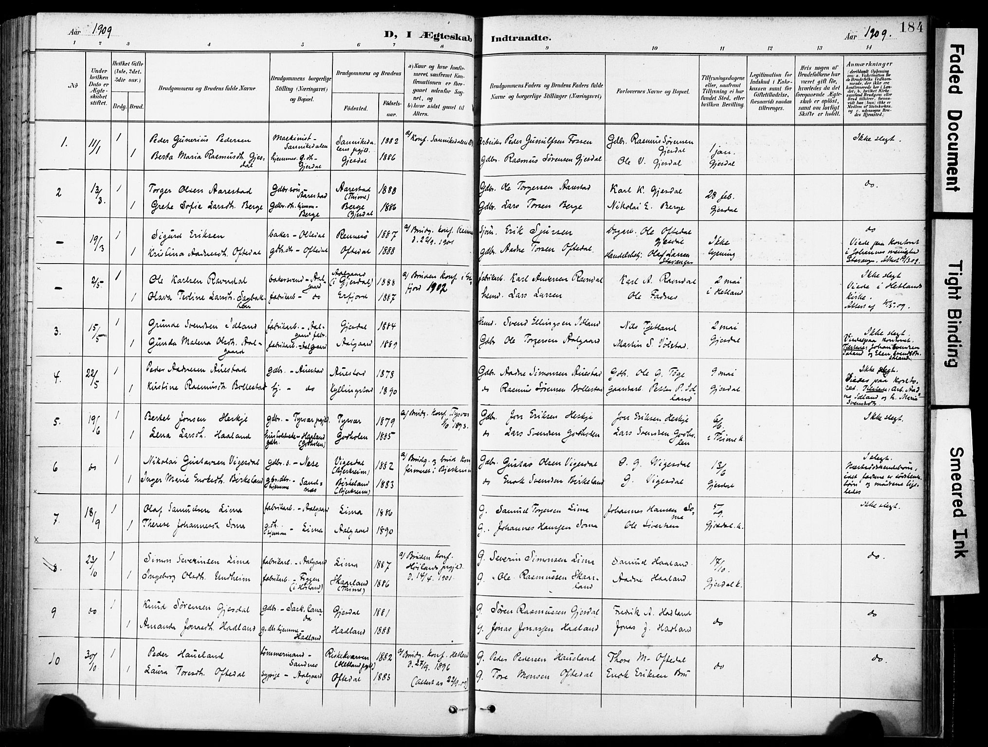 Lye sokneprestkontor, AV/SAST-A-101794/001/30BA/L0012: Parish register (official) no. A 11, 1896-1909, p. 184