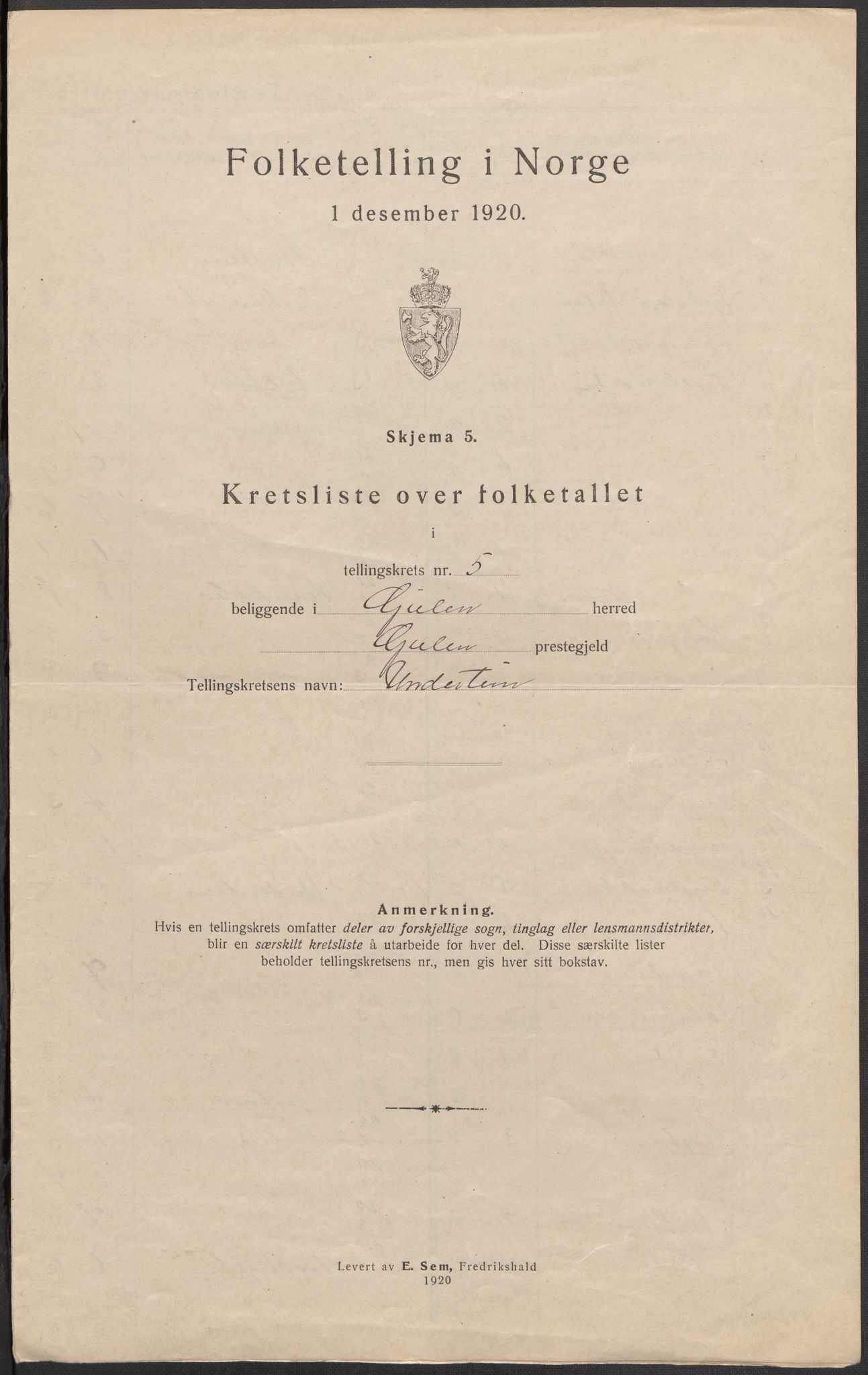 SAB, 1920 census for Gulen, 1920, p. 17