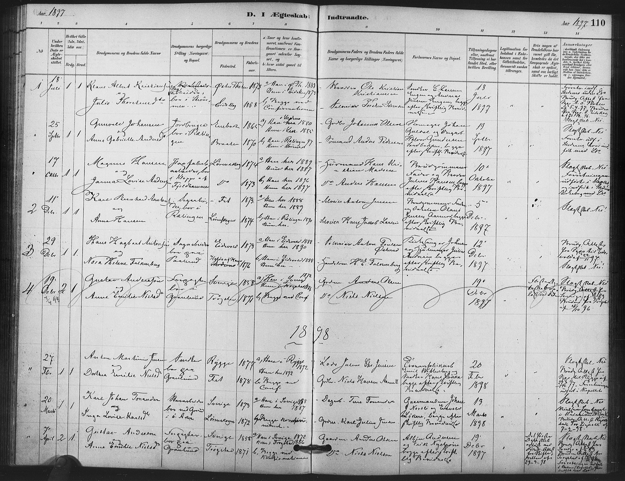 Skedsmo prestekontor Kirkebøker, AV/SAO-A-10033a/F/Fb/L0001: Parish register (official) no. II 1, 1883-1901, p. 110