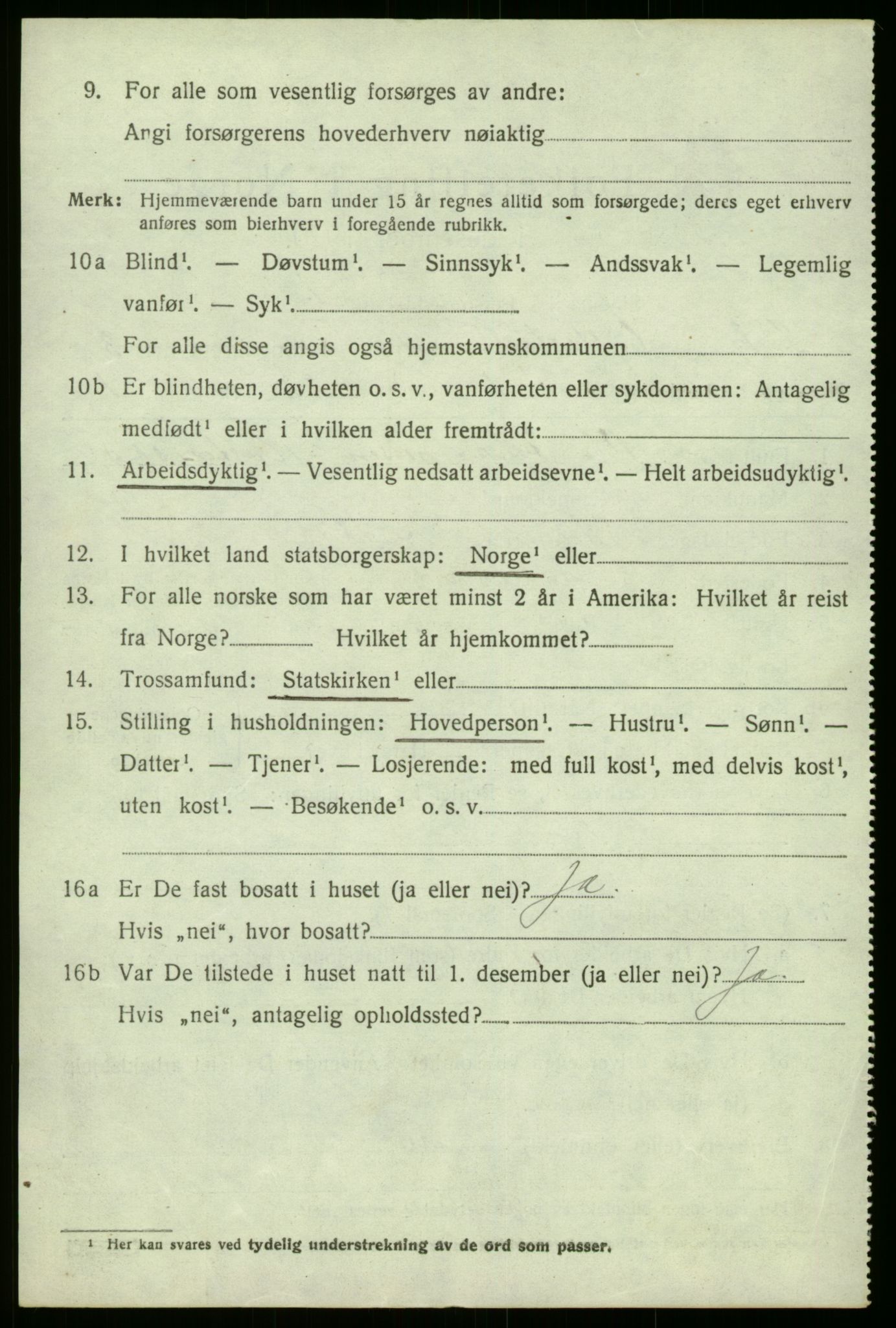 SAB, 1920 census for Hyllestad, 1920, p. 1651