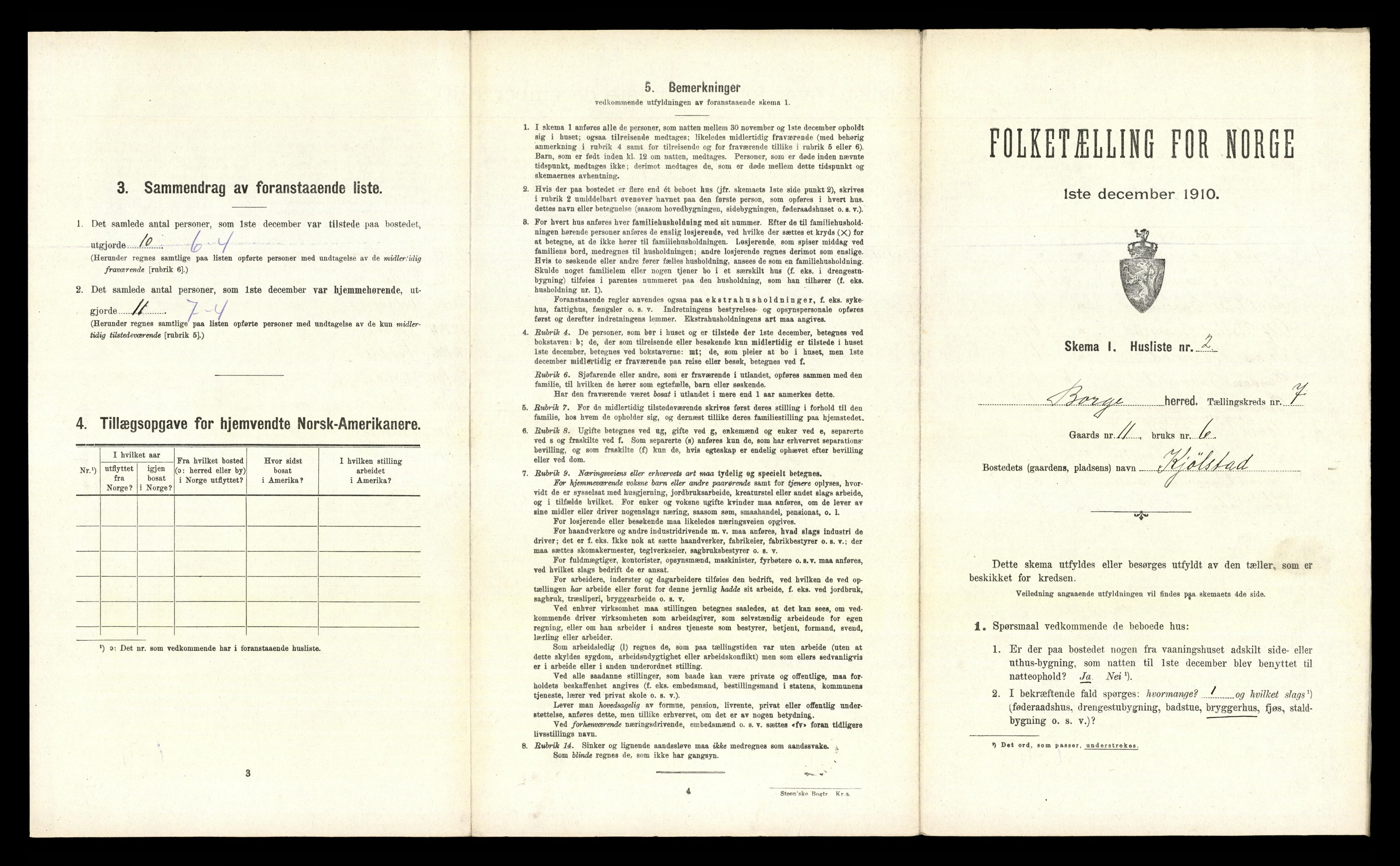RA, 1910 census for Borge, 1910, p. 938