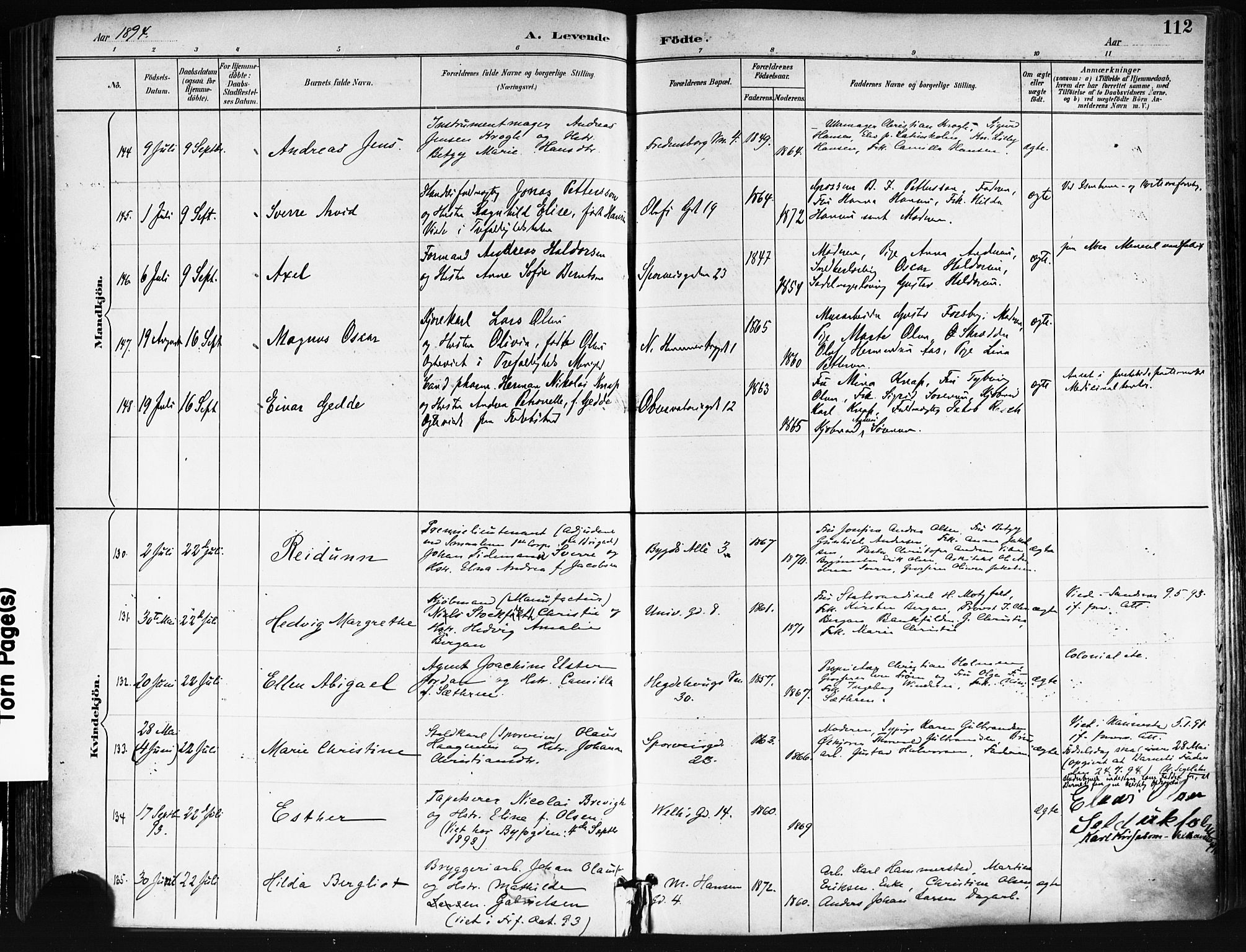 Trefoldighet prestekontor Kirkebøker, SAO/A-10882/F/Fa/L0006: Parish register (official) no. I 6, 1891-1899, p. 112