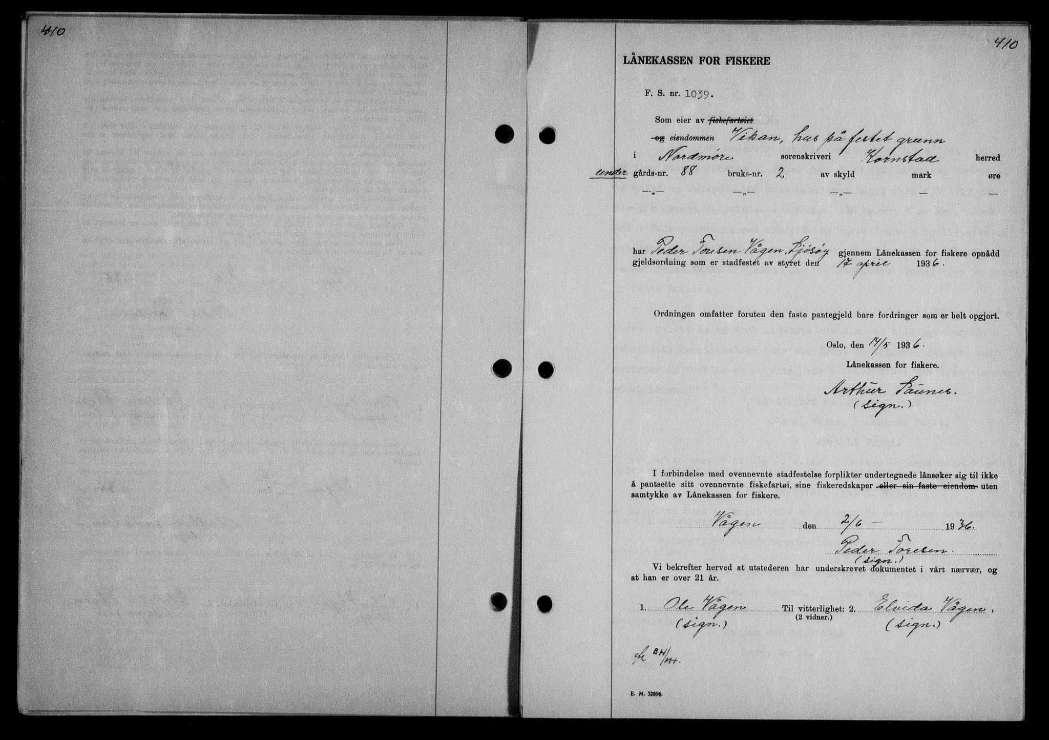 Nordmøre sorenskriveri, AV/SAT-A-4132/1/2/2Ca/L0088: Mortgage book no. 78, 1936-1936, Diary no: : 1318/1936