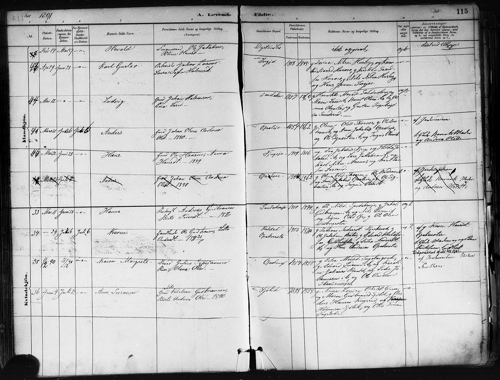 Nes prestekontor Kirkebøker, AV/SAO-A-10410/F/Fa/L0010: Parish register (official) no. I 10, 1883-1898, p. 115