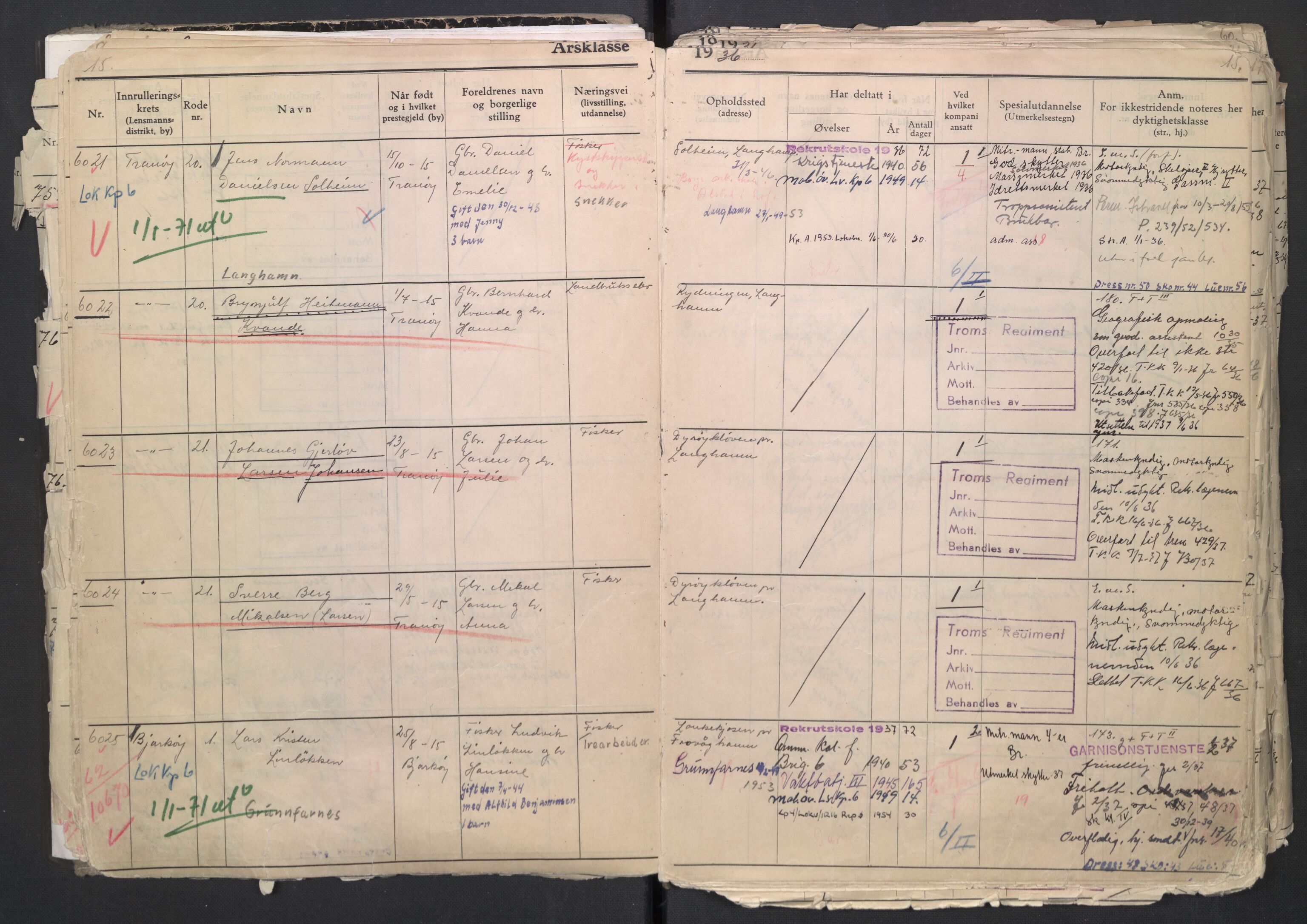 Forsvaret, Troms infanteriregiment nr. 16, AV/RA-RAFA-3146/P/Pa/L0007/0001: Ruller / Rulle for regimentets menige mannskaper, årsklasse 1936, 1936, p. 15